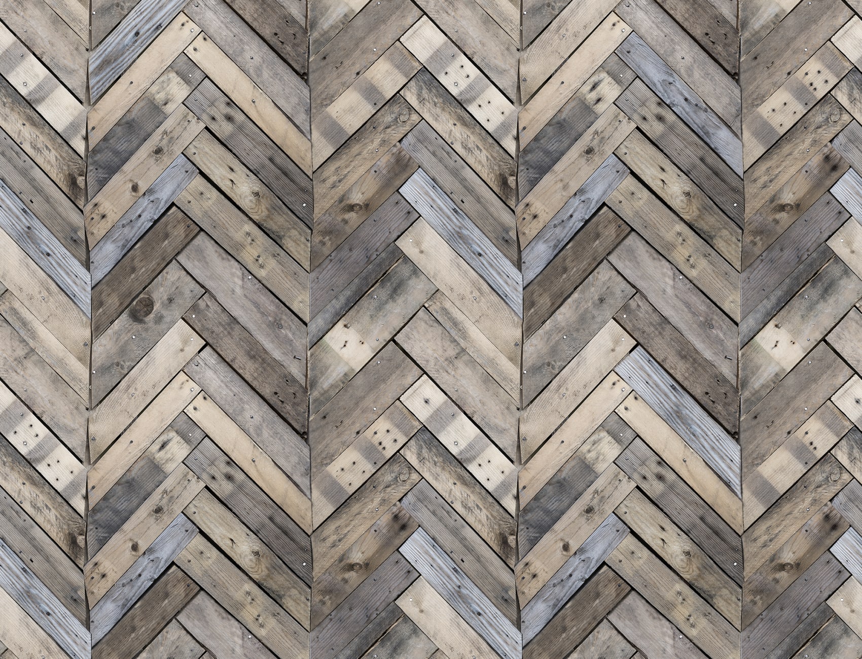Weathered wood in a herringbone pattern