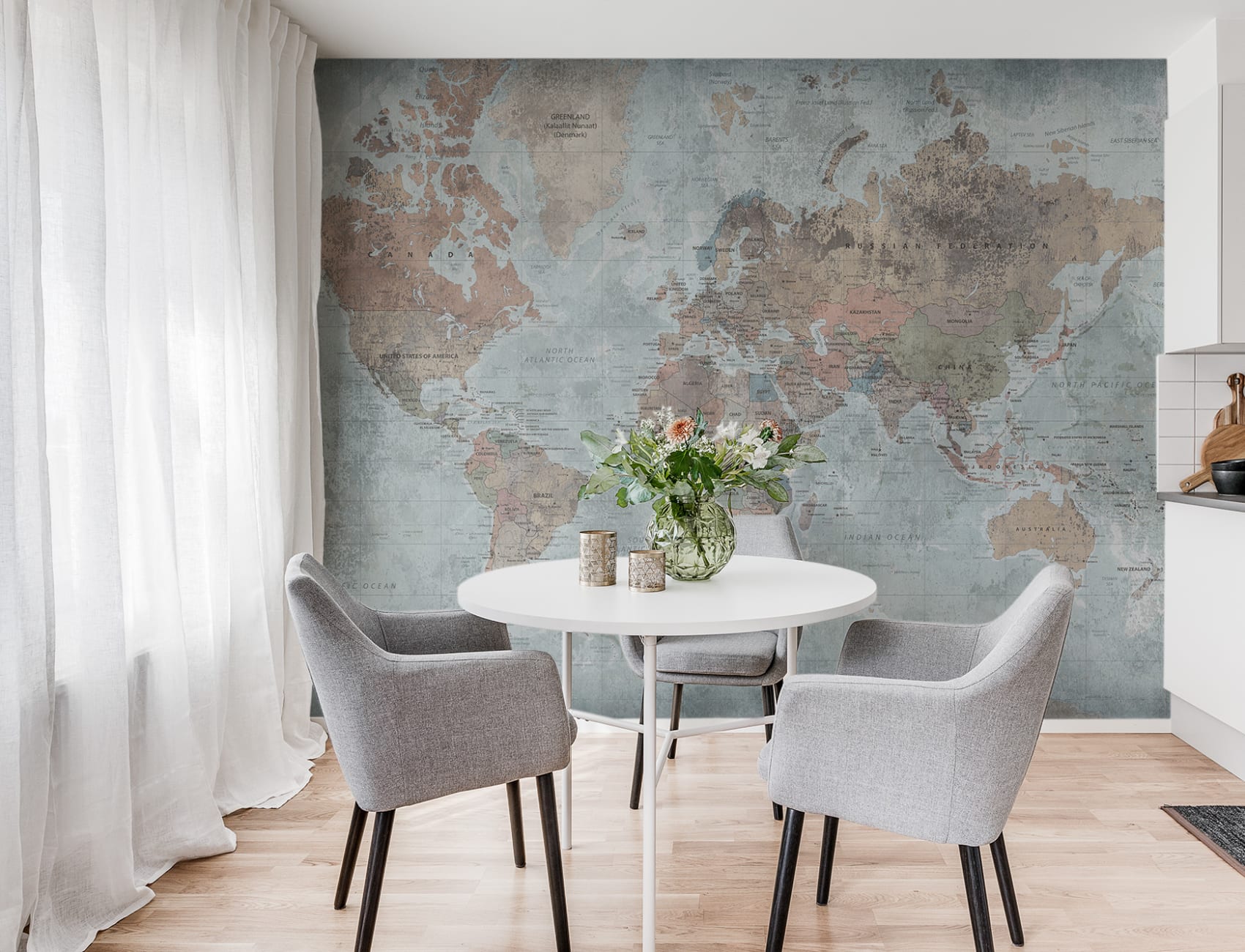 A world map wallpaper mural for the globetrotters