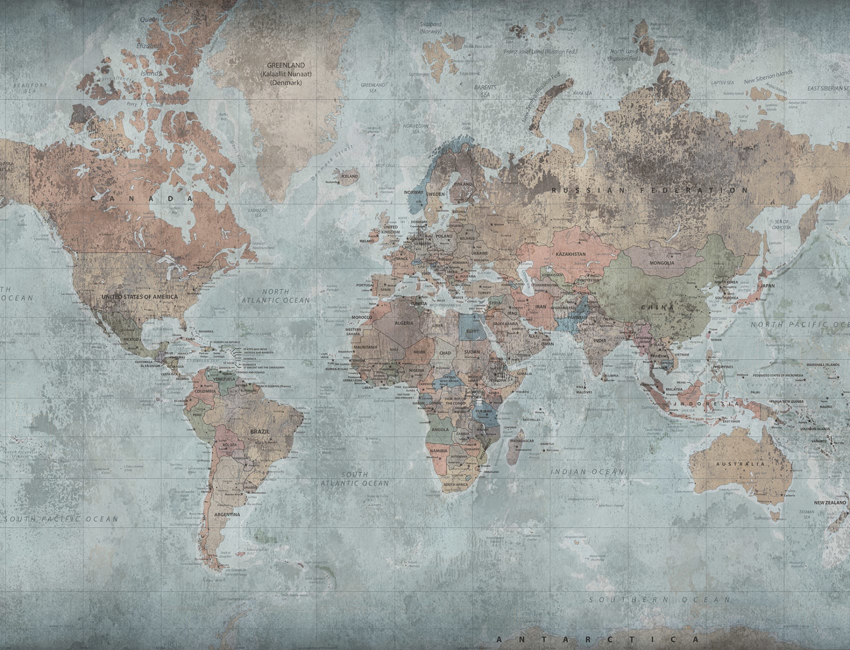 A world map wallpaper mural for the globetrotters