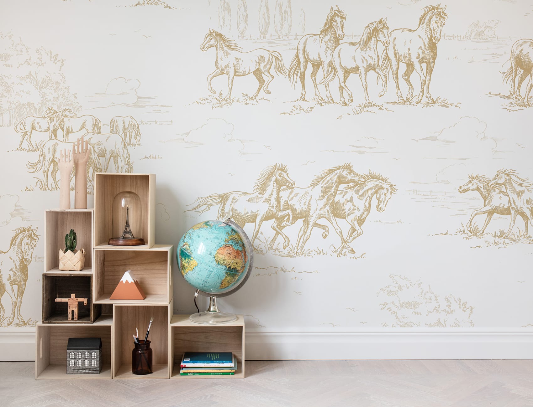 Golden wall mural