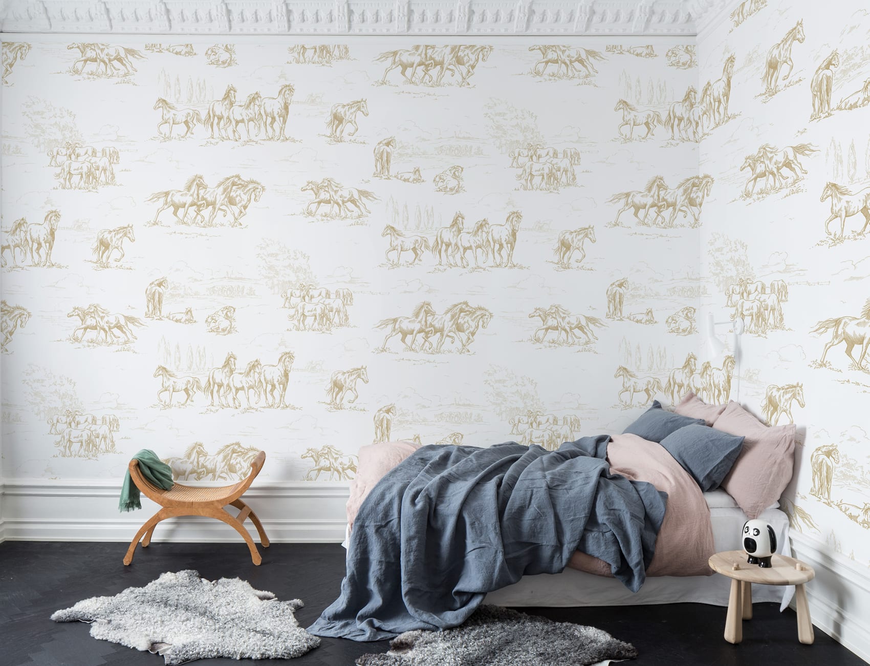 Golden wall mural