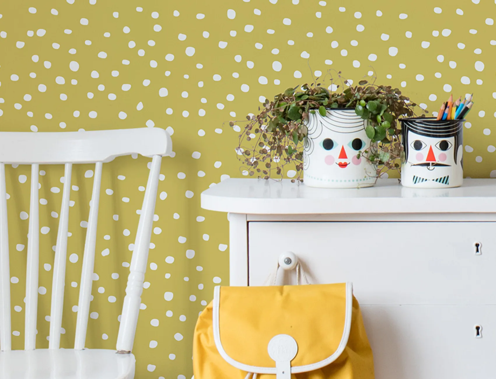 Yellow dot wall mural