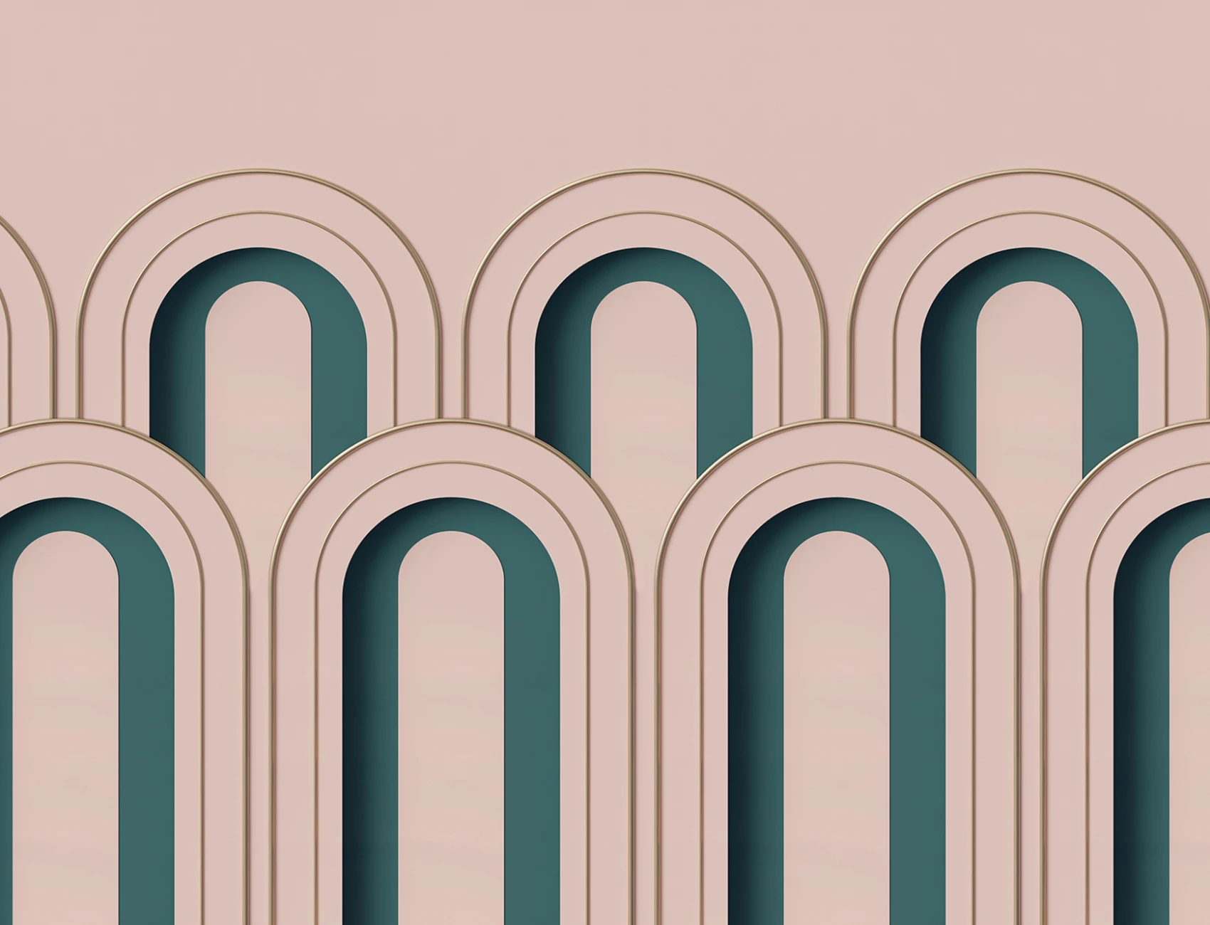 A 3D wall mural in dusty pink adds depth to any room