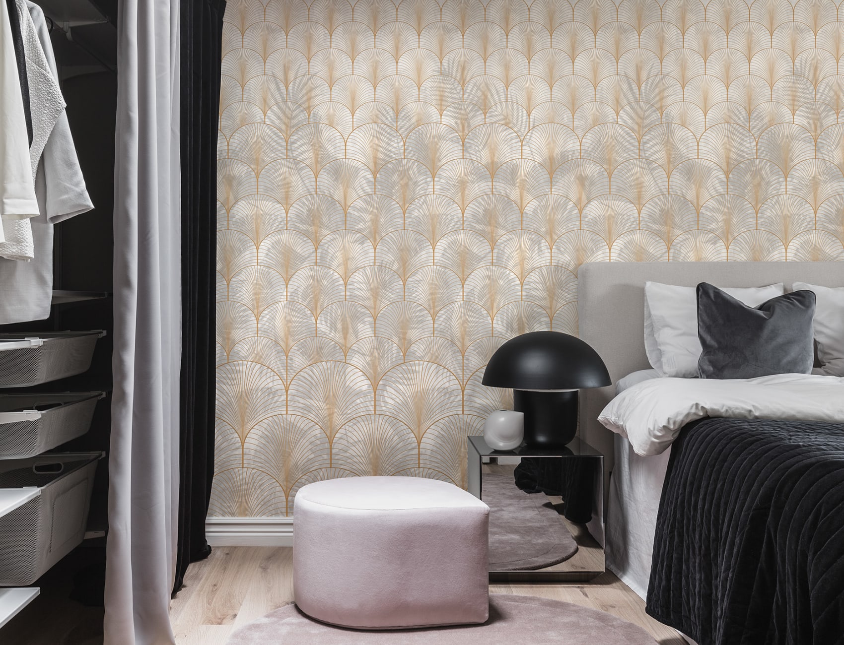 Elegant art deco-tapet med palmeblader