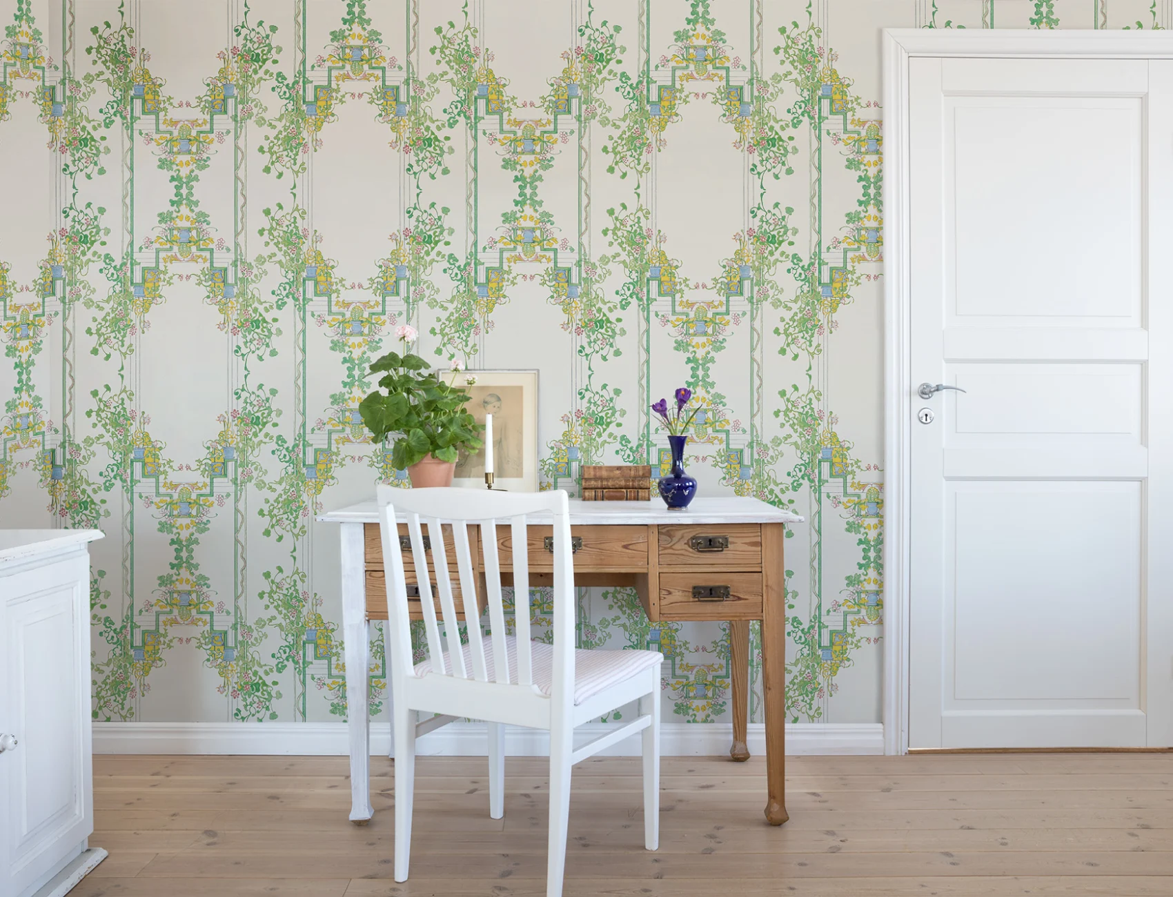 One of Karin Larsson’s unique furniture pieces turned into wallpaper