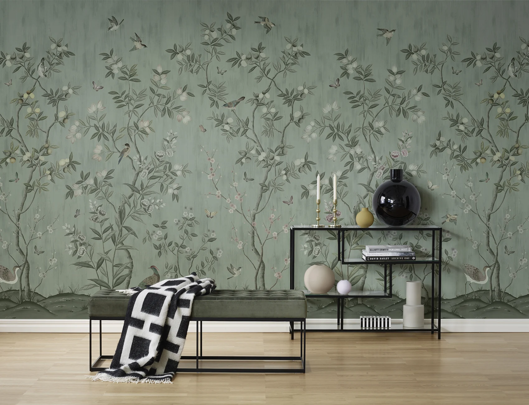 Exotic birds and swirling butterflies