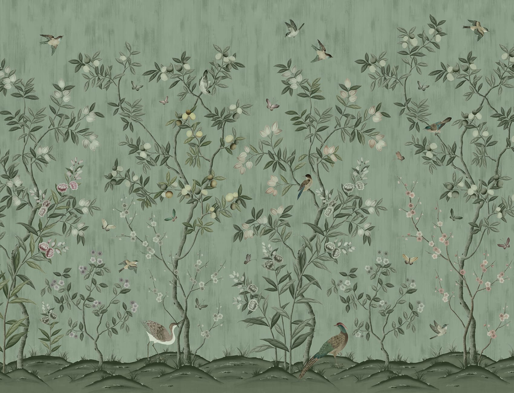 Exotic birds and swirling butterflies