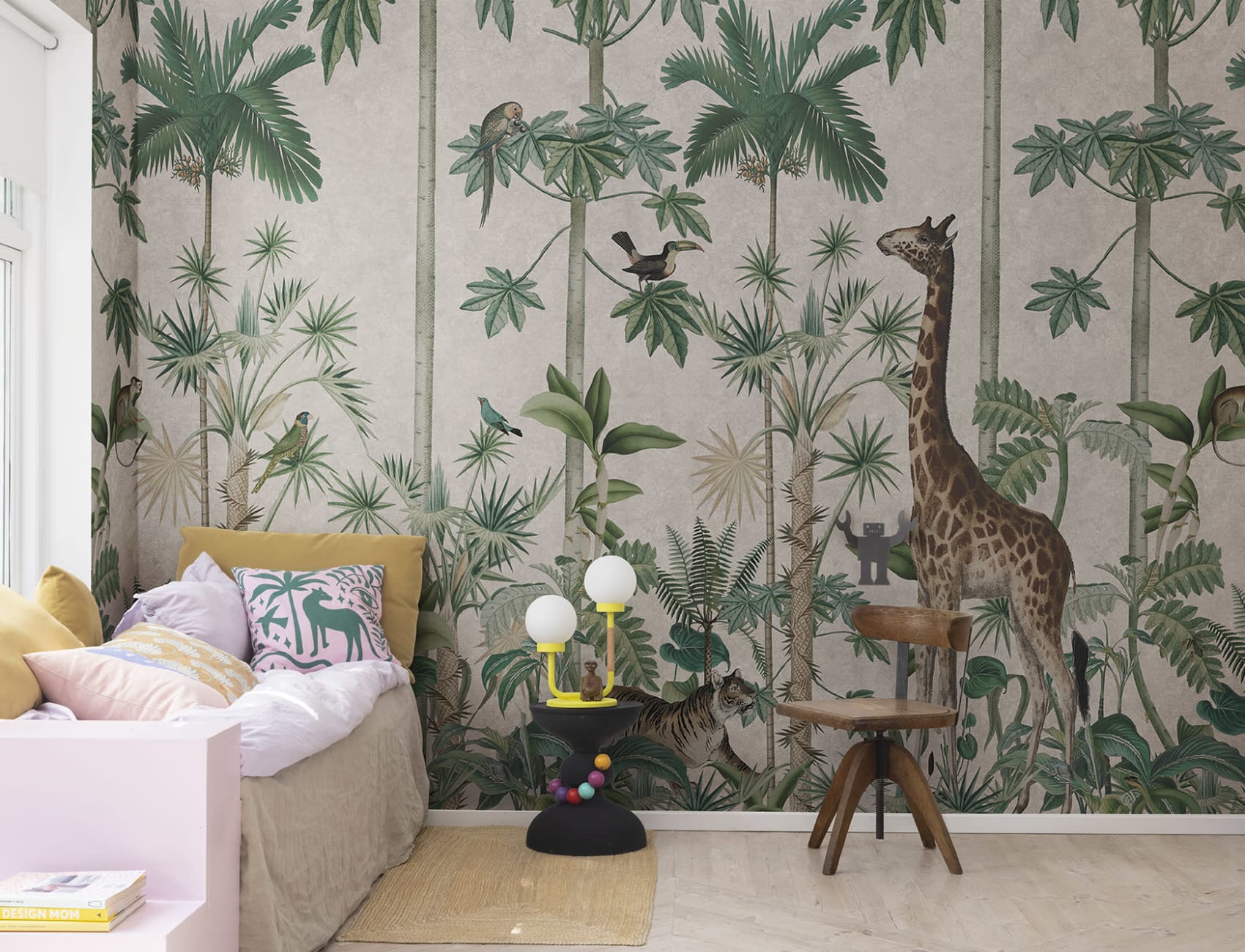 Giraffes Stroll, Pastel Pink