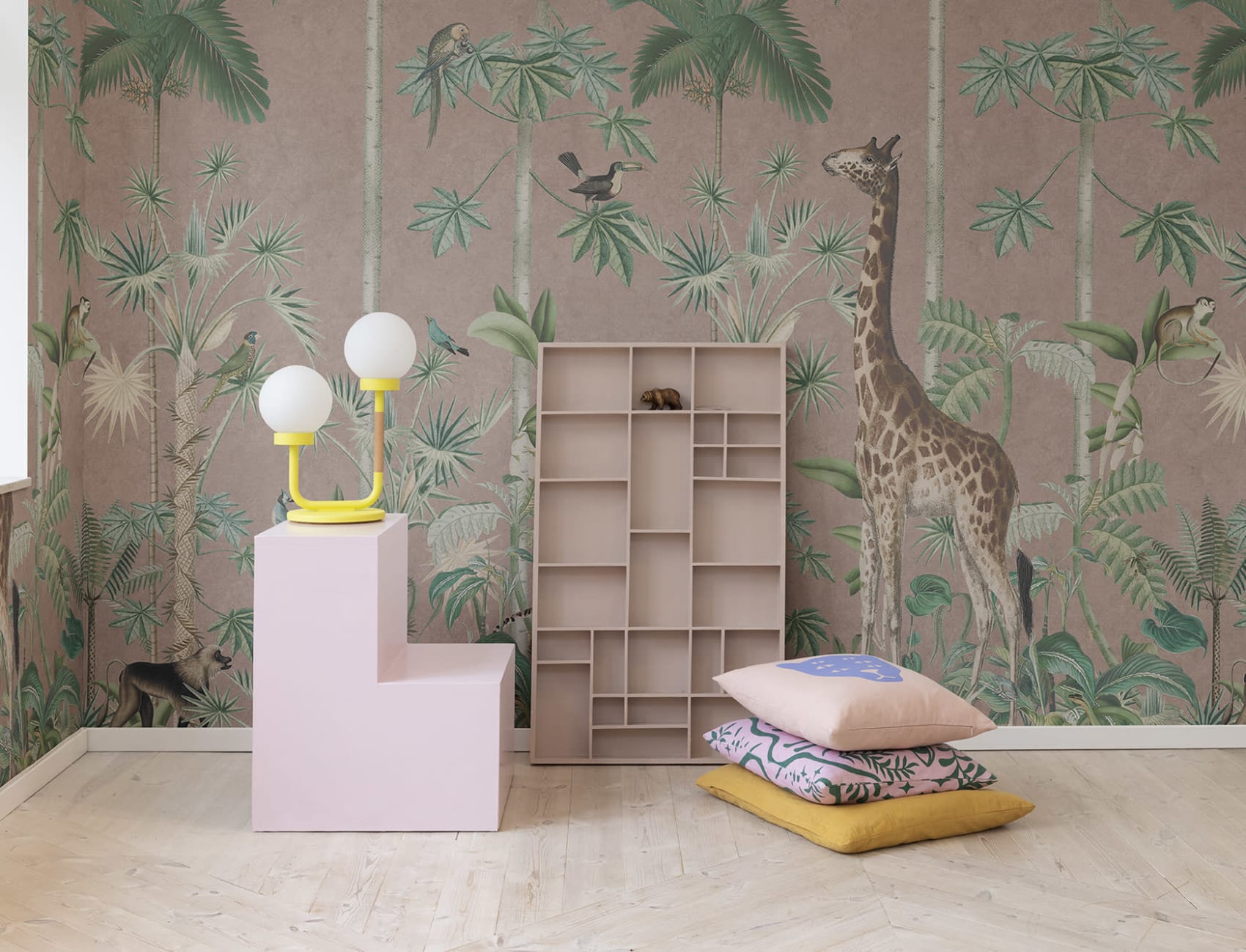 Giraffes Stroll, Pink