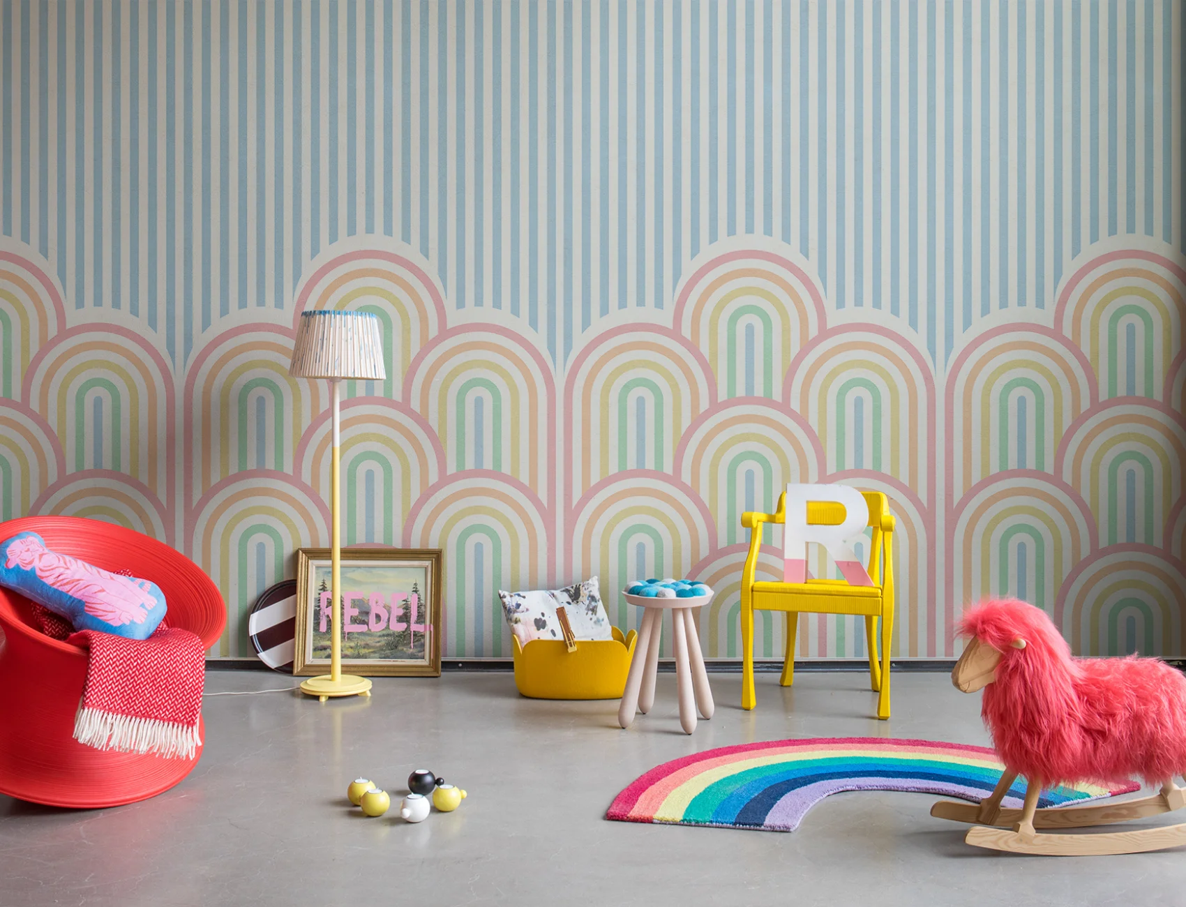 Twisted retro wall mural