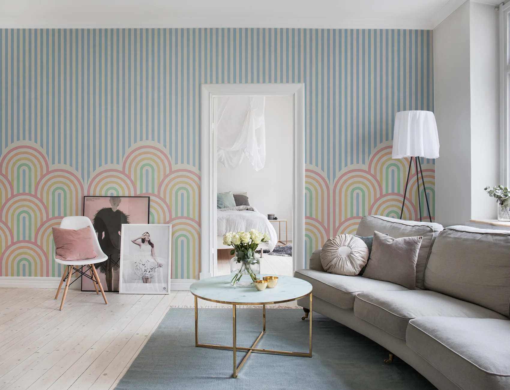 Twisted retro wall mural