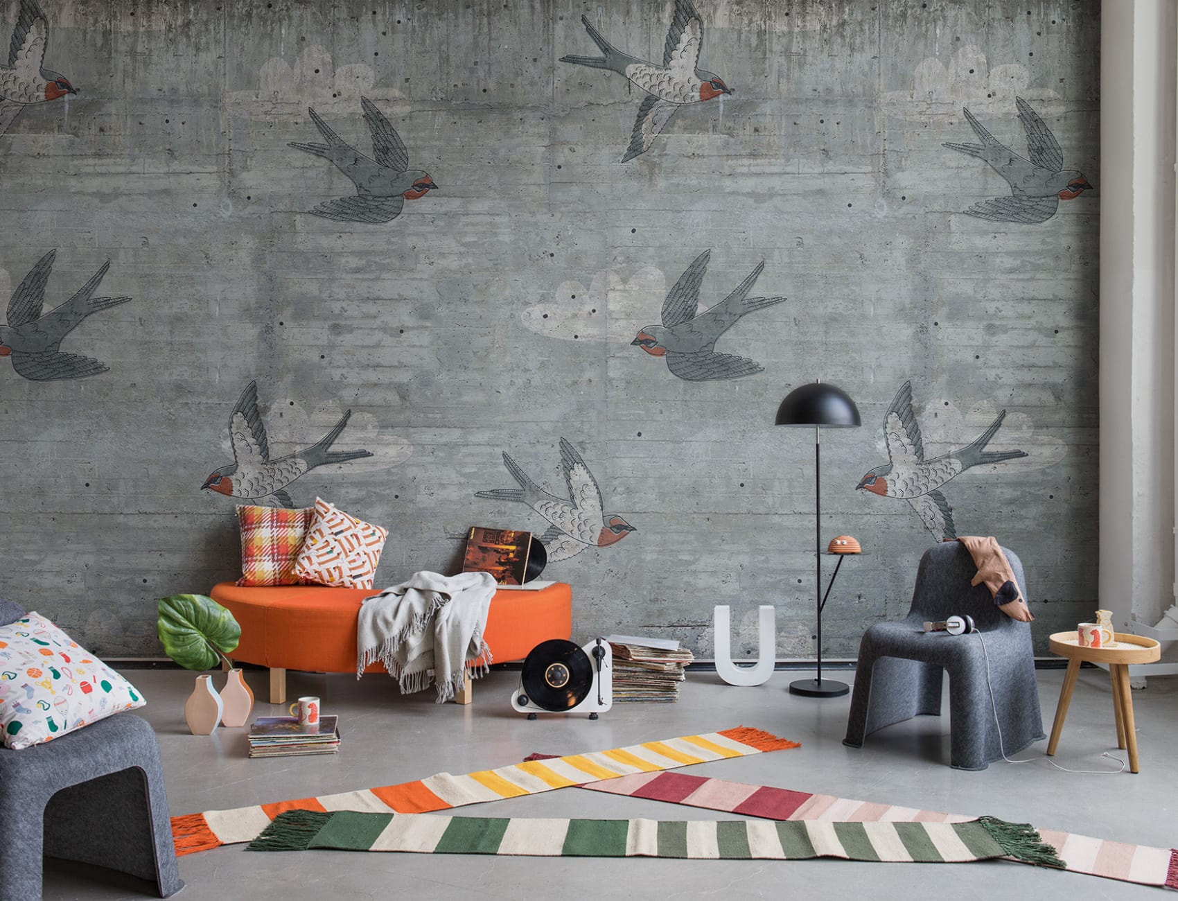 Poetic concrete wall mural
