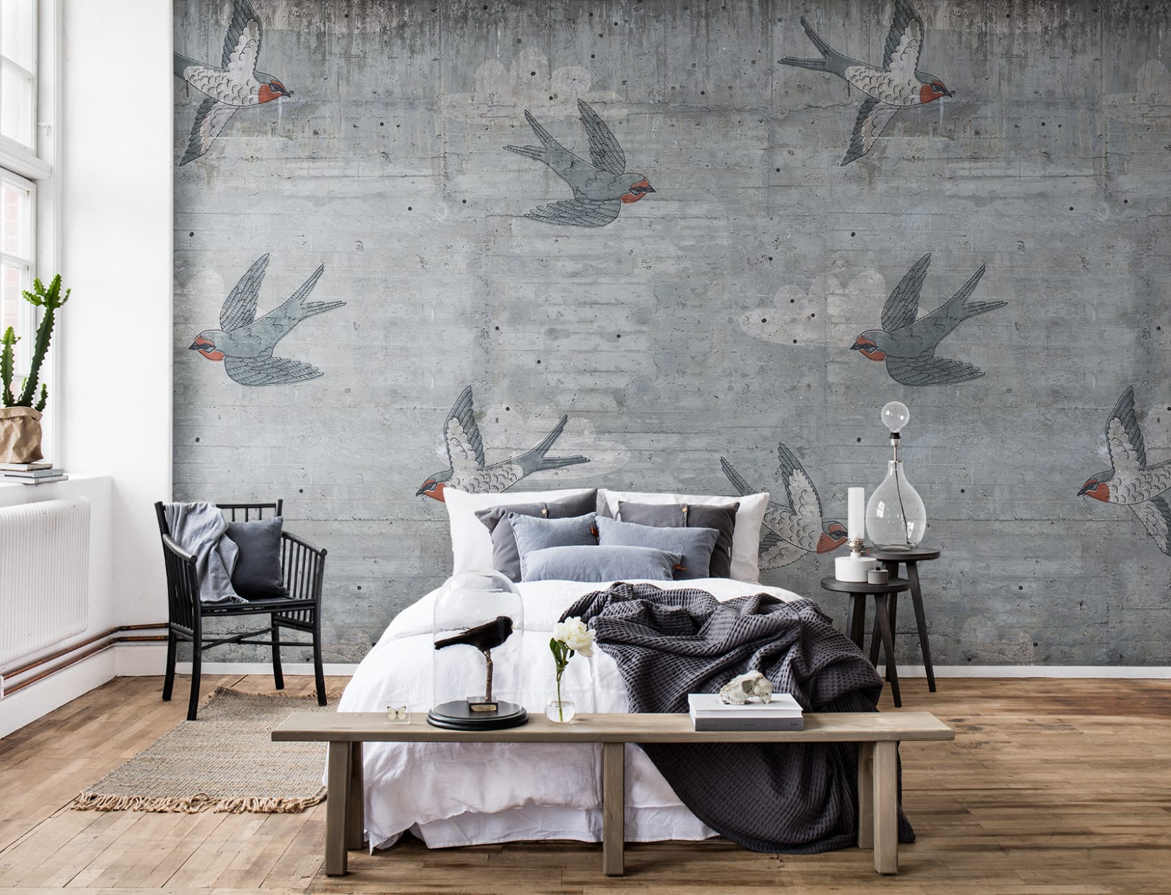 Poetic concrete wall mural