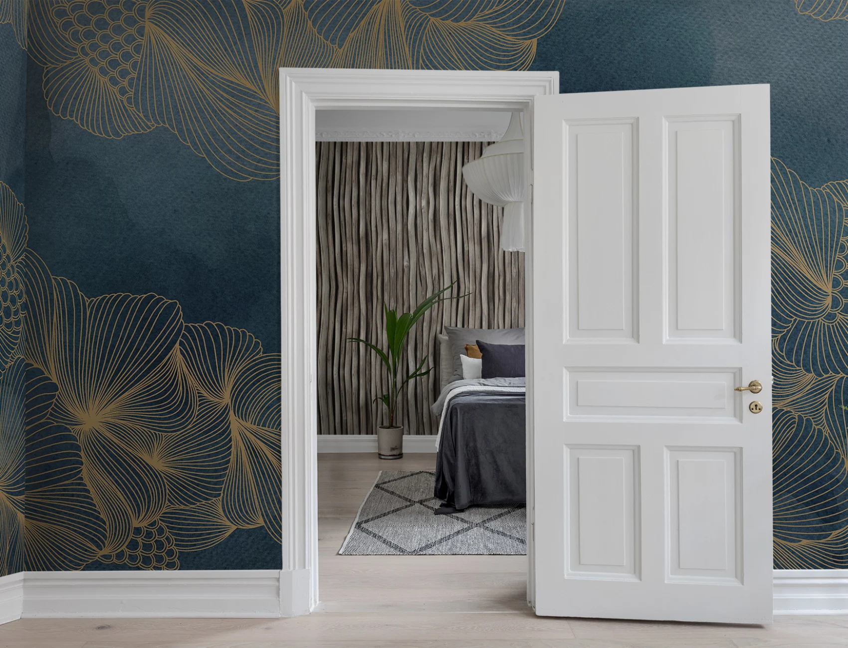 Wall mural with gold details