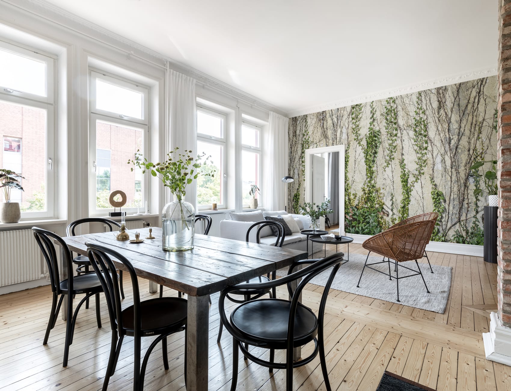 A wallpaper with winding greenery
