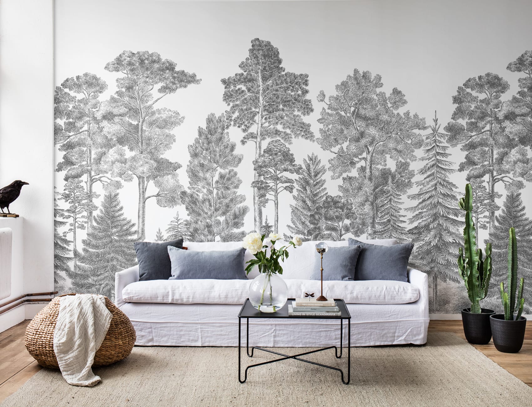 Gray forest wallpaper mural