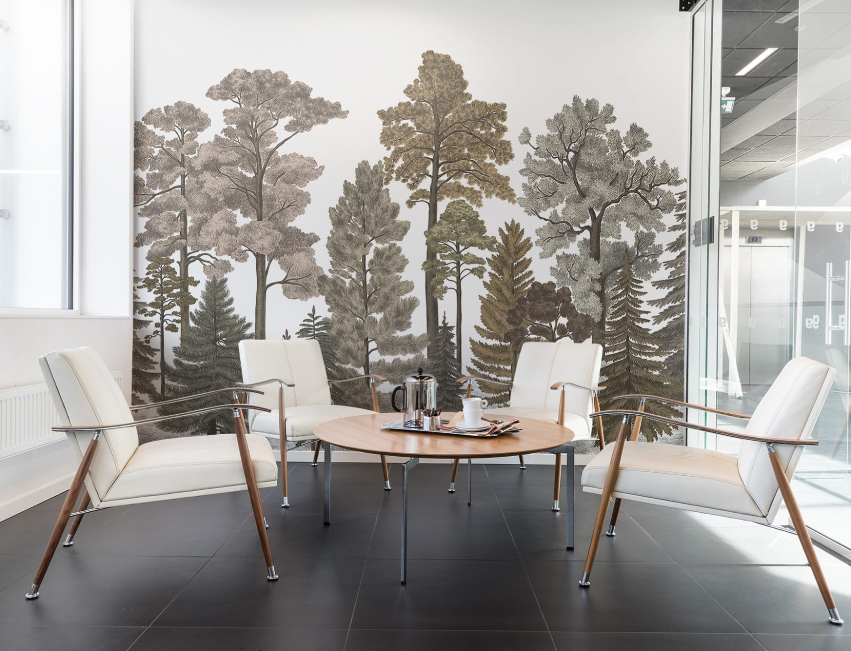 Fall forest wallpaper with warm brown hues
