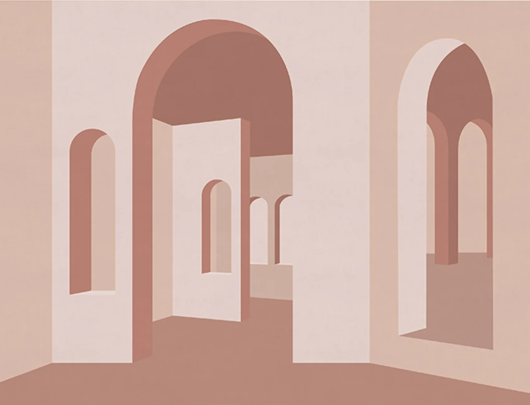 Carta da parati con paesaggi in terracotta