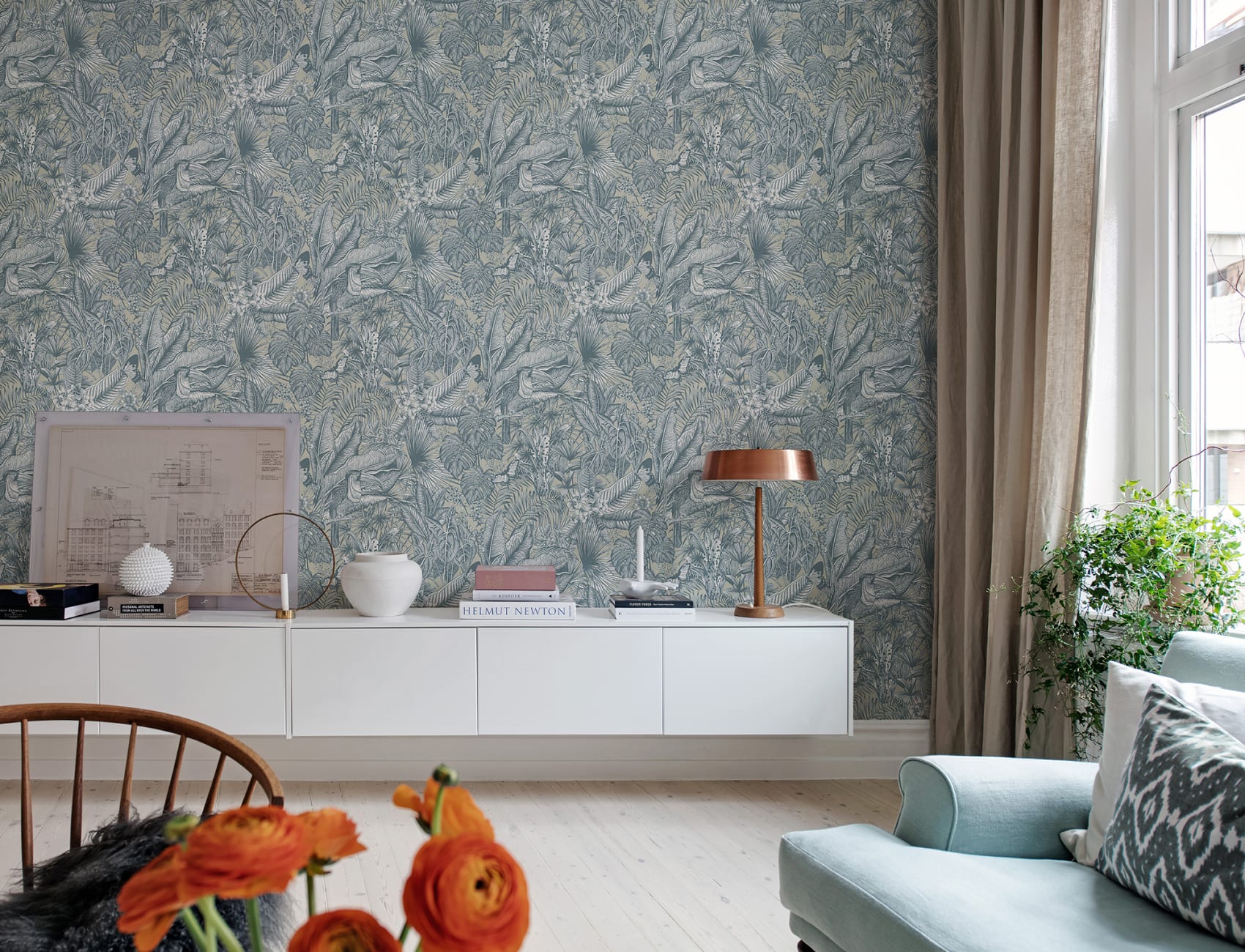 Delicate flowers with linen texture