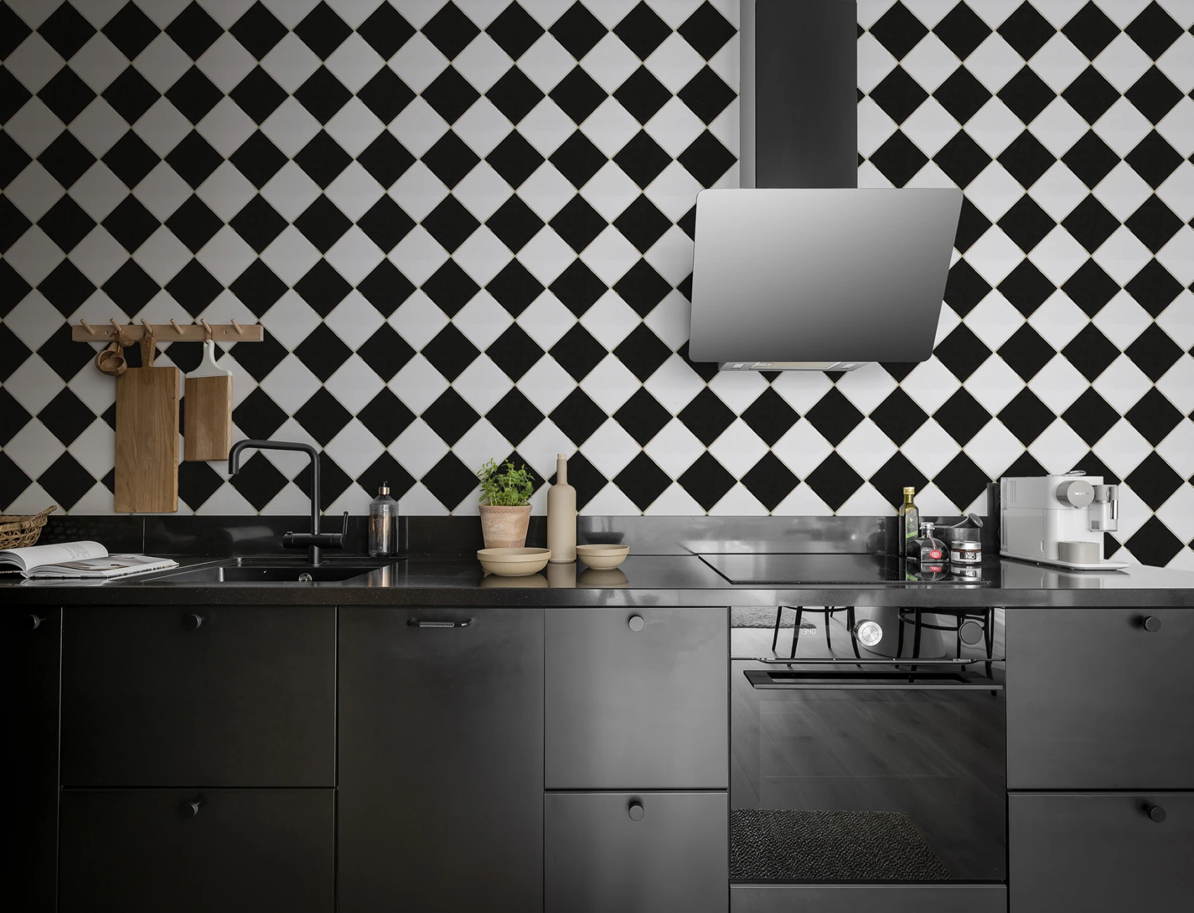 Checkered Tiles, Black & White