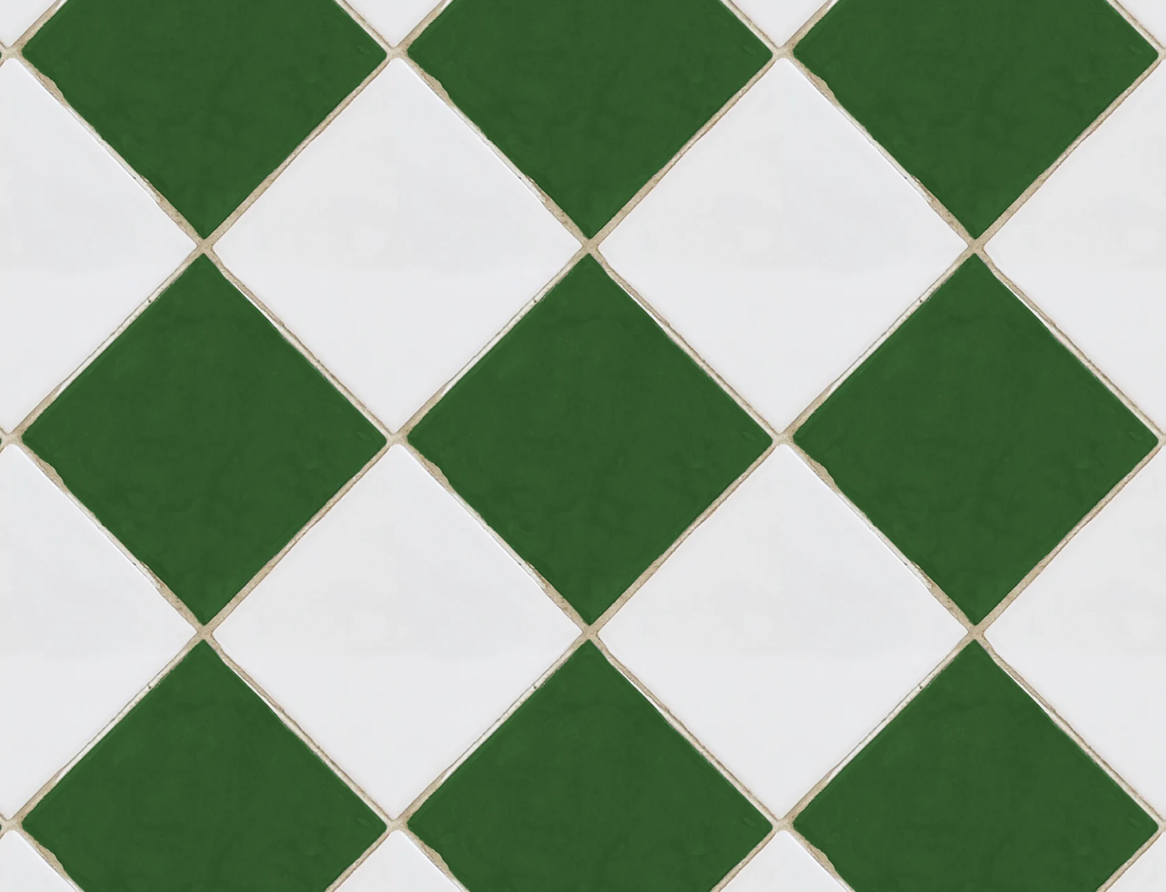 Checkered Tiles, White & Green