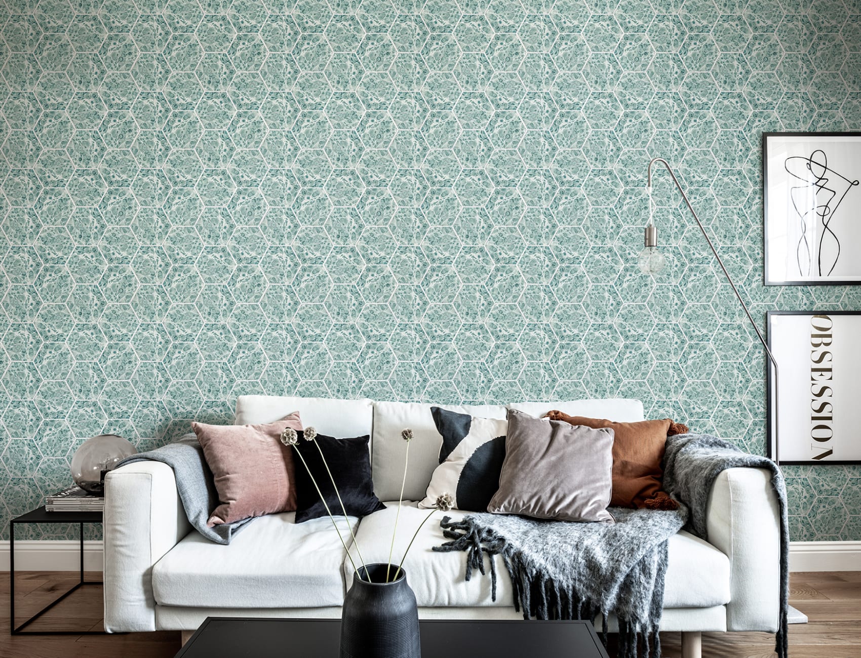 Marbled Hexagon Tiles, Green