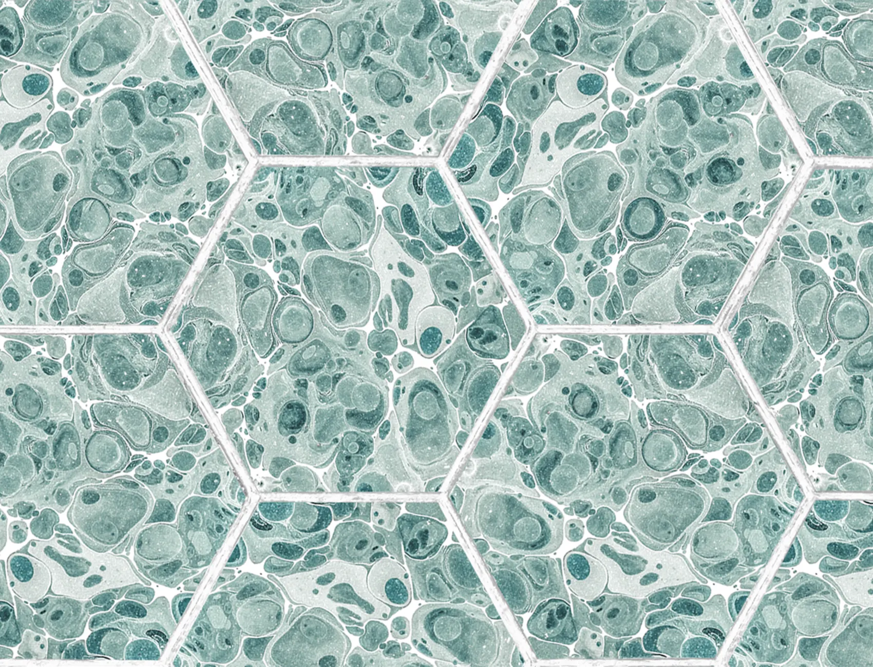 Marbled Hexagon Tiles, Green