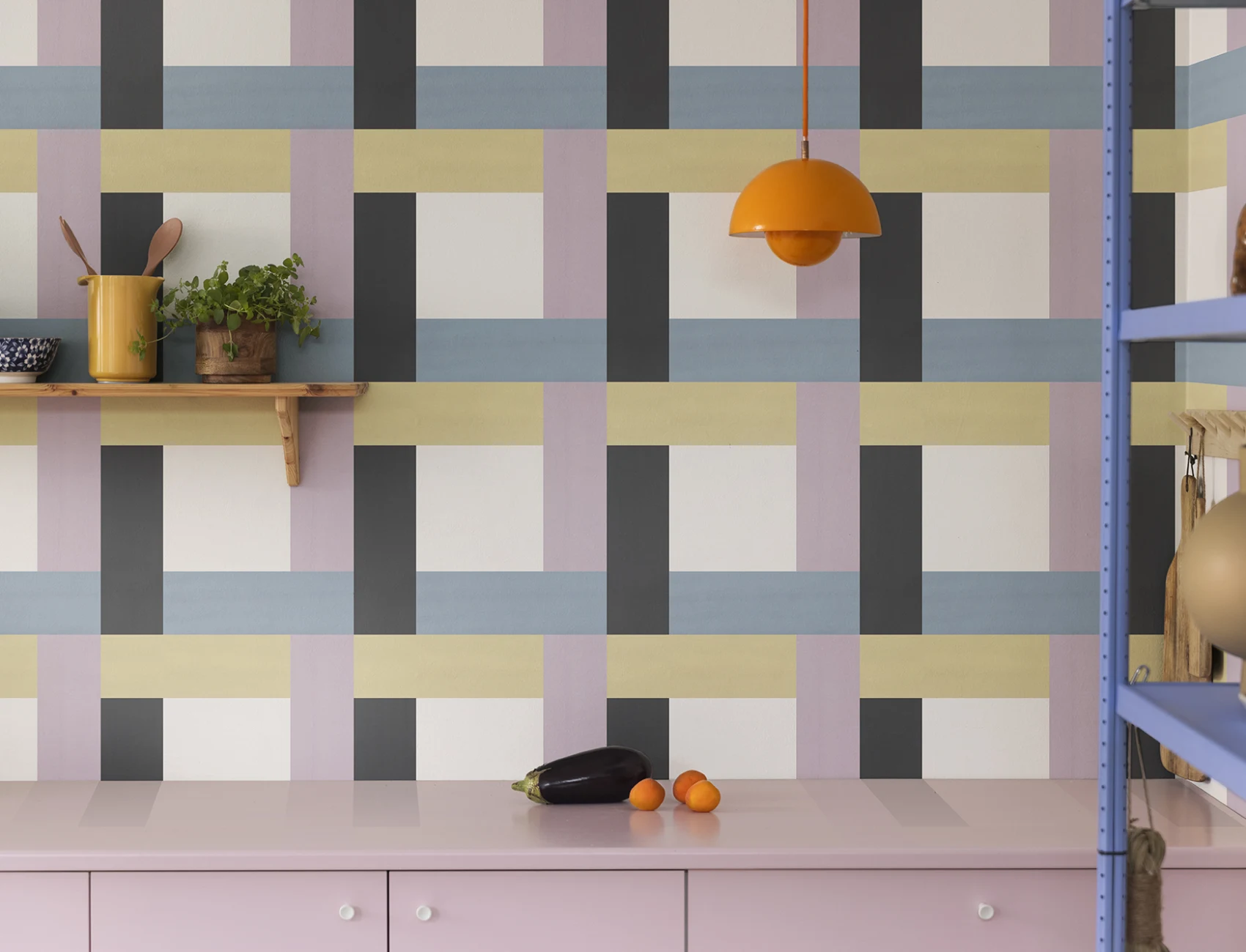 Kleurrijk maximalistisch behang op maat
