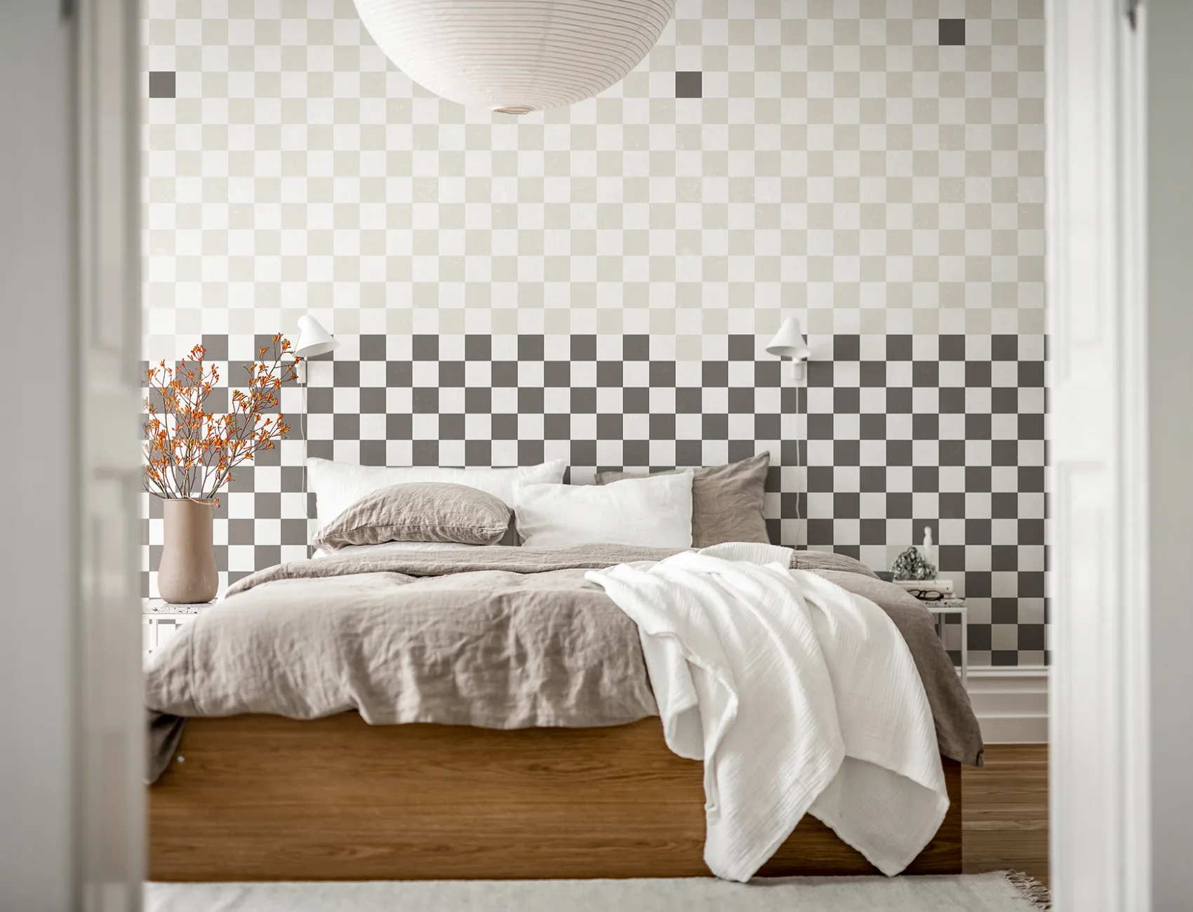 Black and white checkered wallpaper