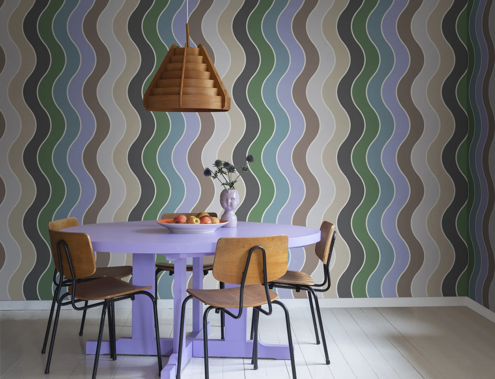 Papier peint arc-en-ciel à motifs ondulés
