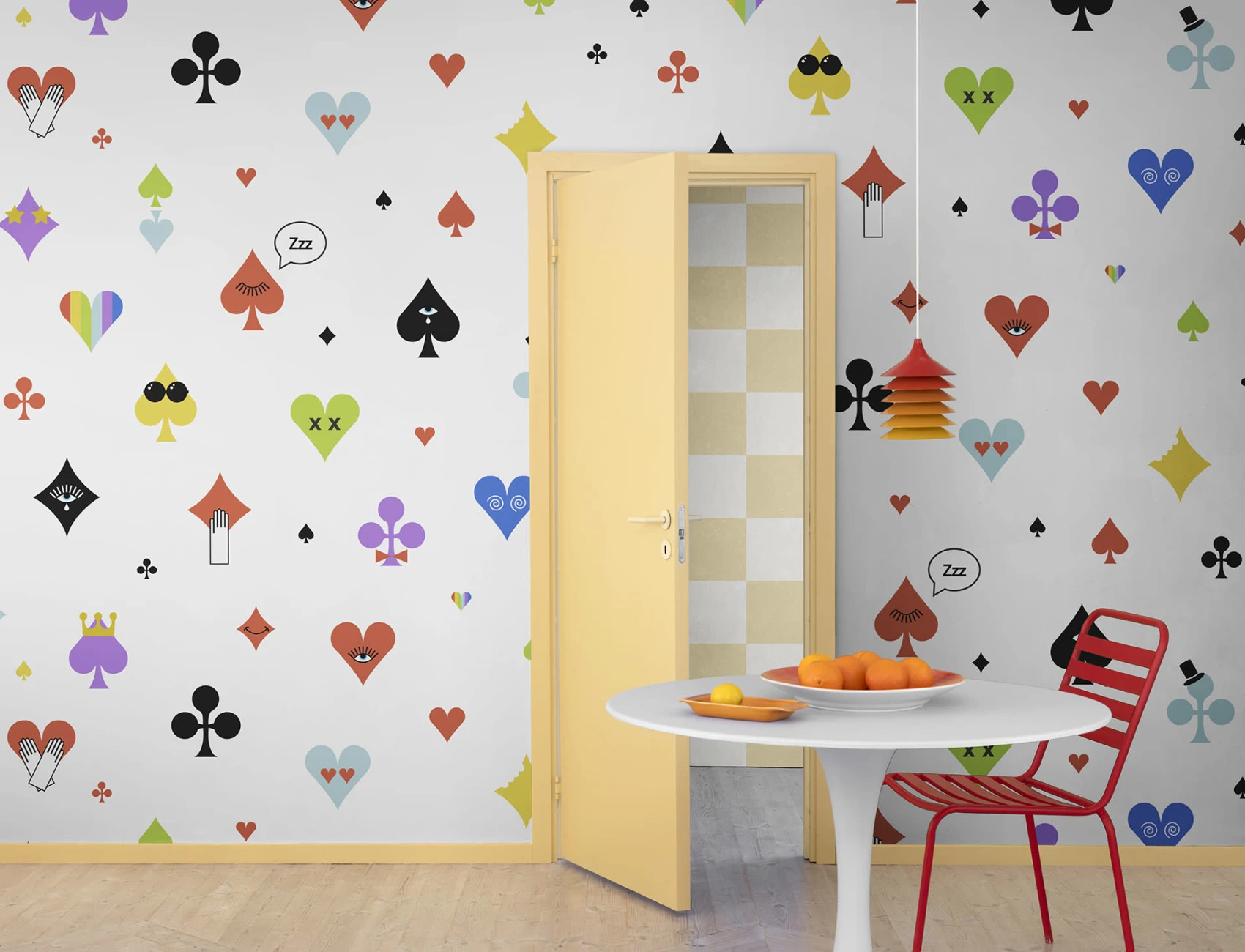 Papier peint imprimé poker arc-en-ciel
