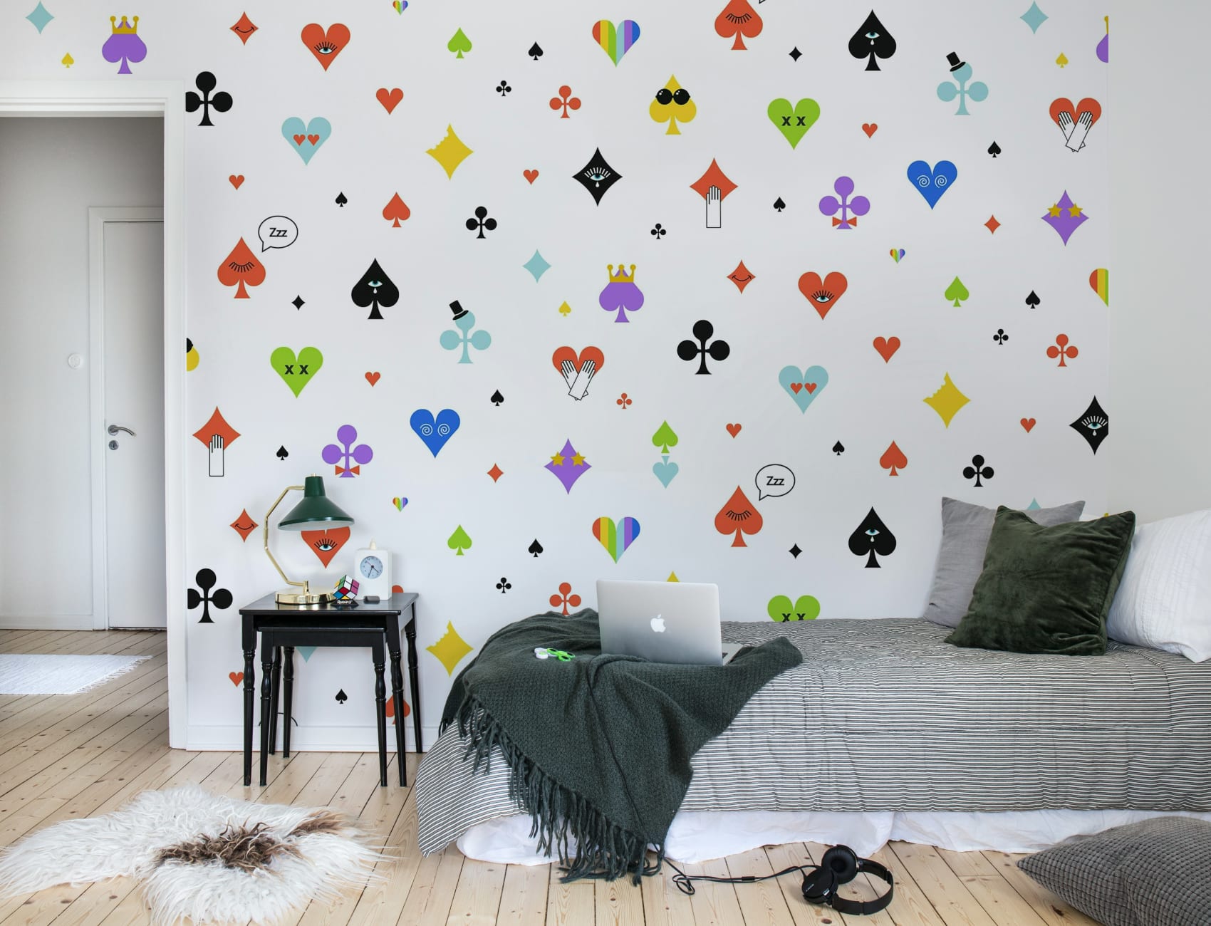 Papier peint imprimé poker arc-en-ciel