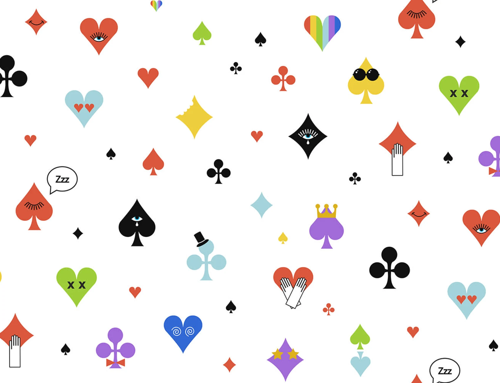 Papier peint imprimé poker arc-en-ciel