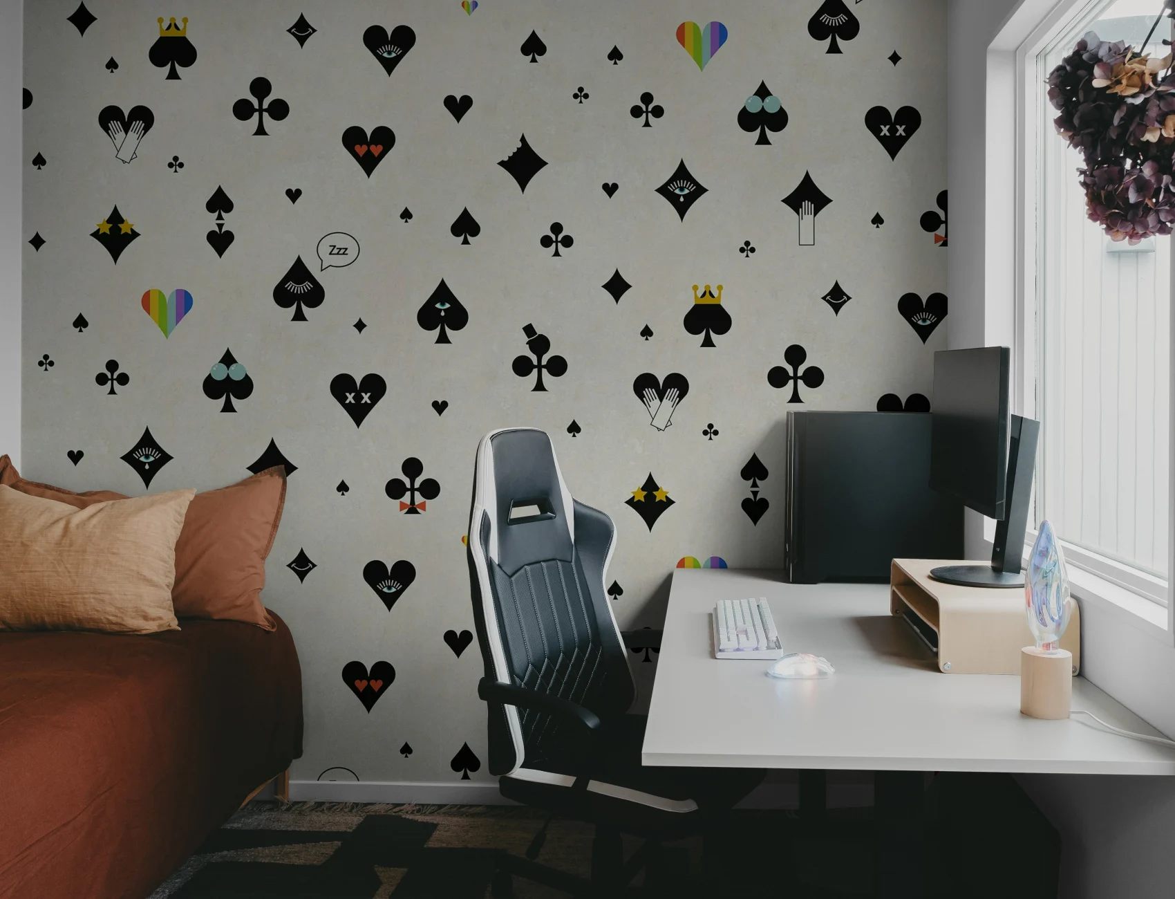 Black and white poker print wall mural