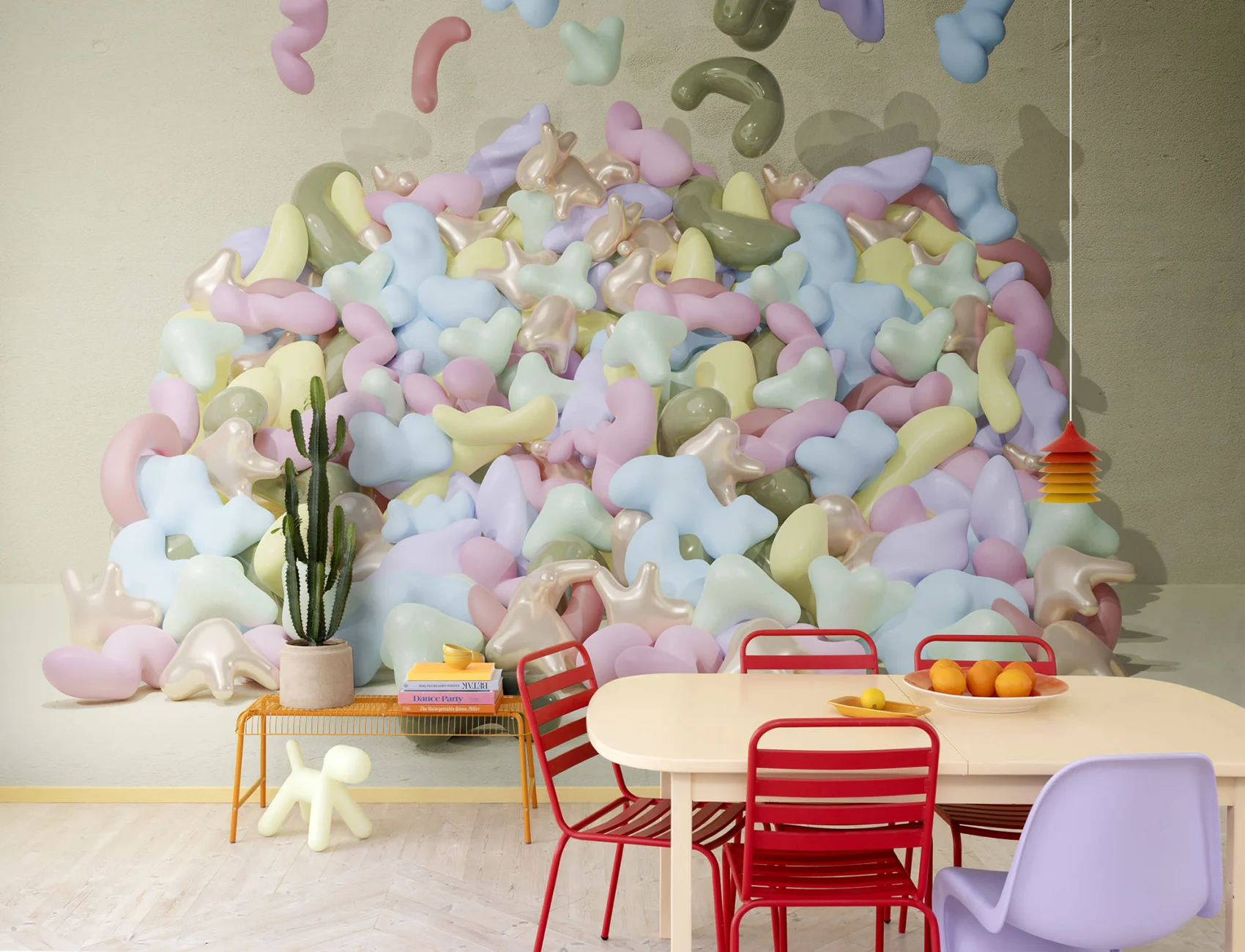 Cool 3D bubblegum behangontwerp