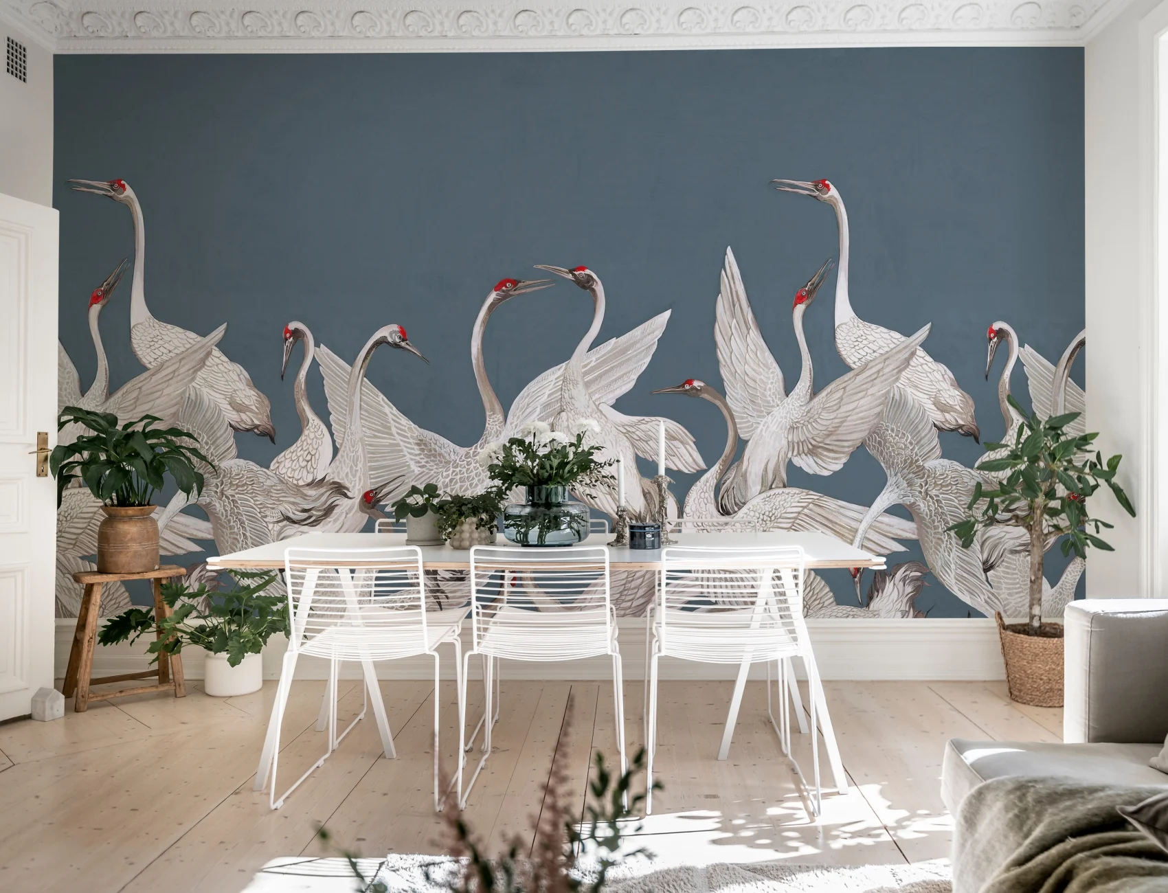 Cranes On a Blue Backdrop
