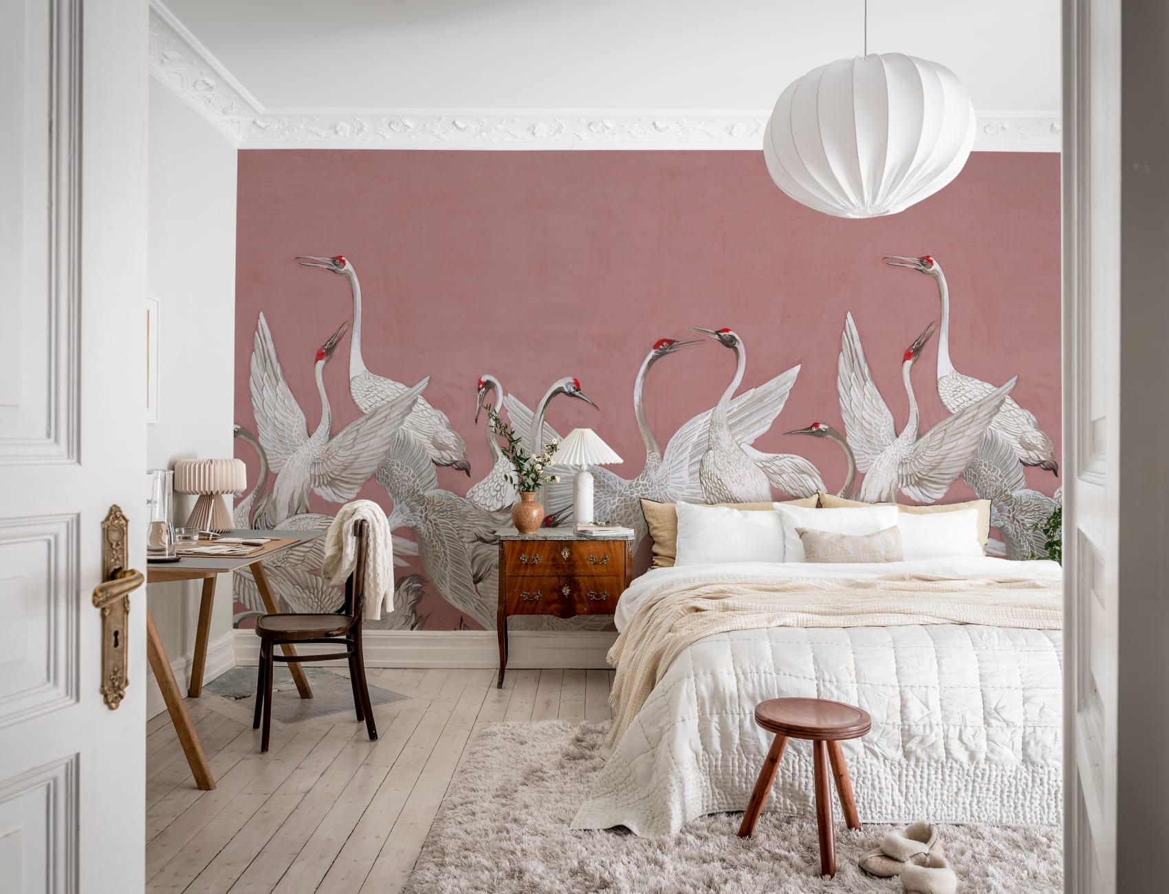 Cranes On a Pink Backdrop