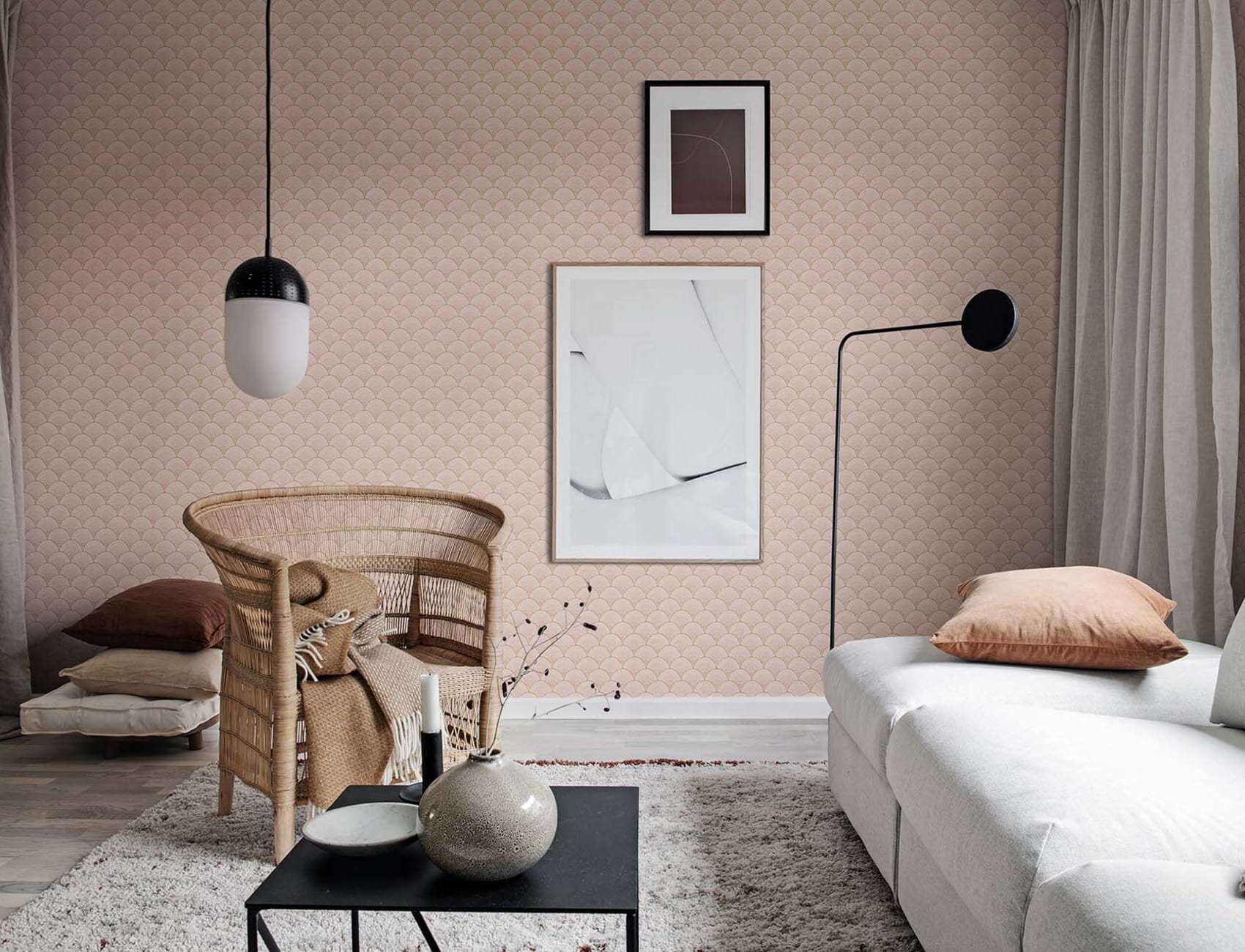 Decorative coral colored tiles