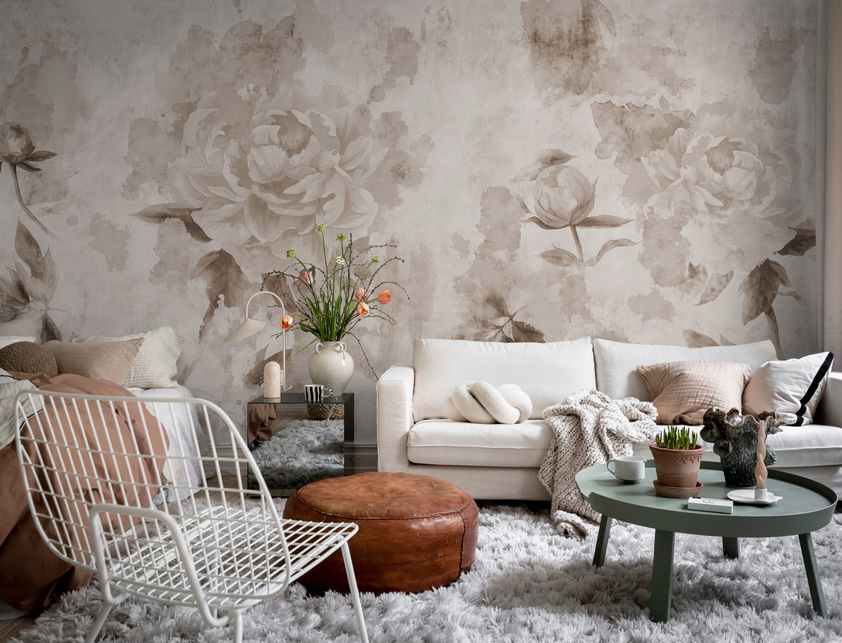 Floral Elegance in Sepia Tones