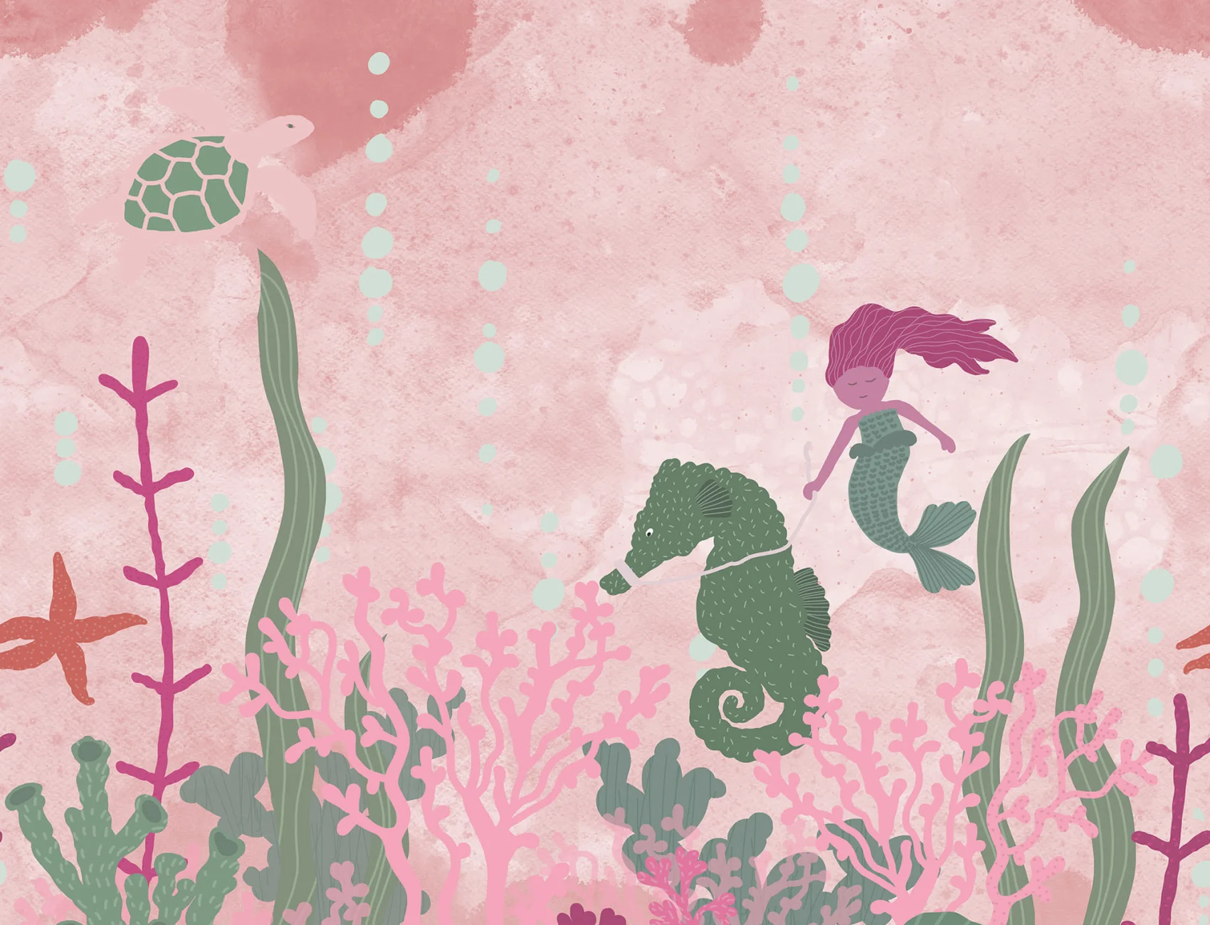 Sonhos de sereia cor-de-rosa