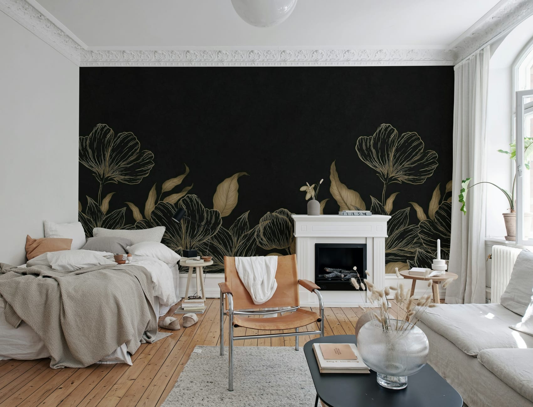 Noir blommig berlock