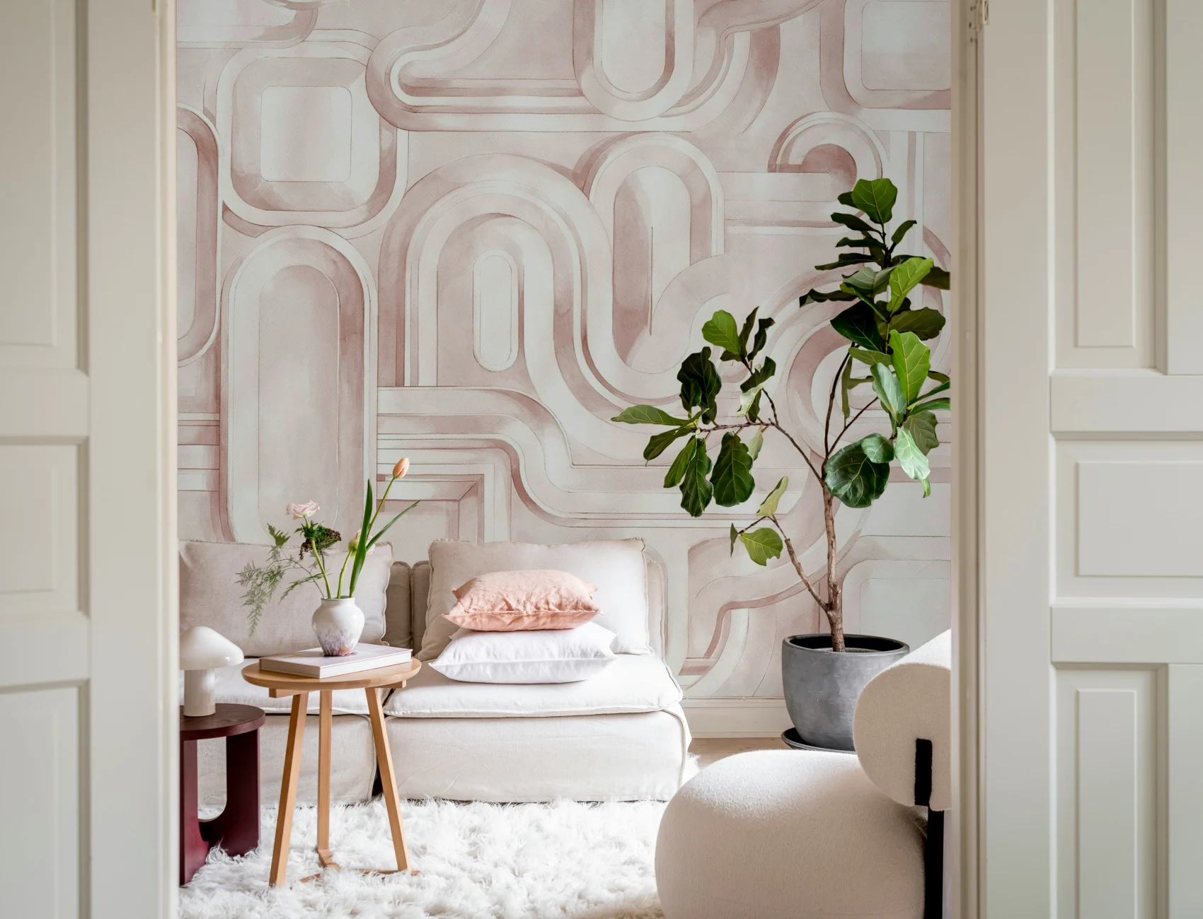 Verdwaal in Roze Abstracte Paden