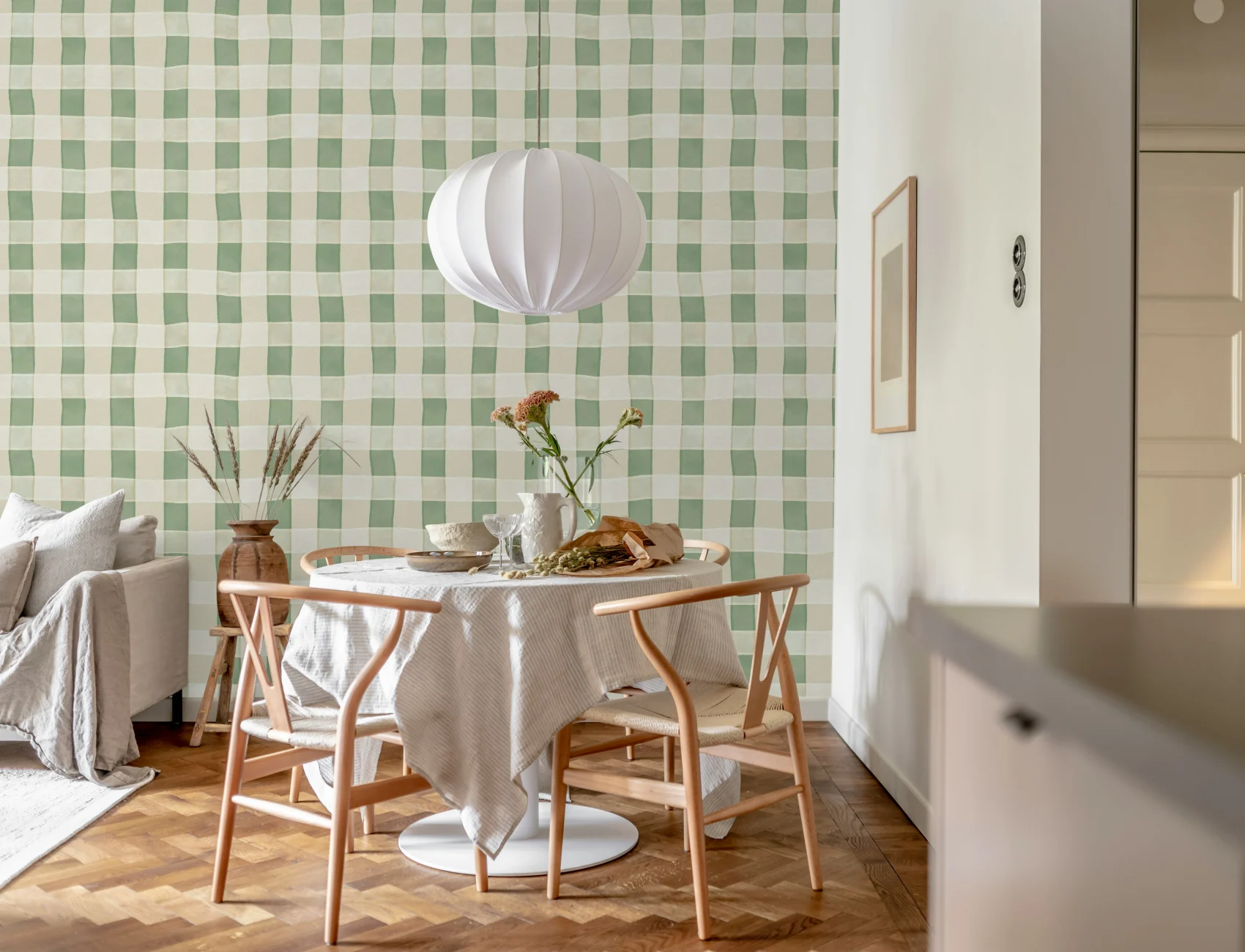 Breloque vichy frais en vert clair
