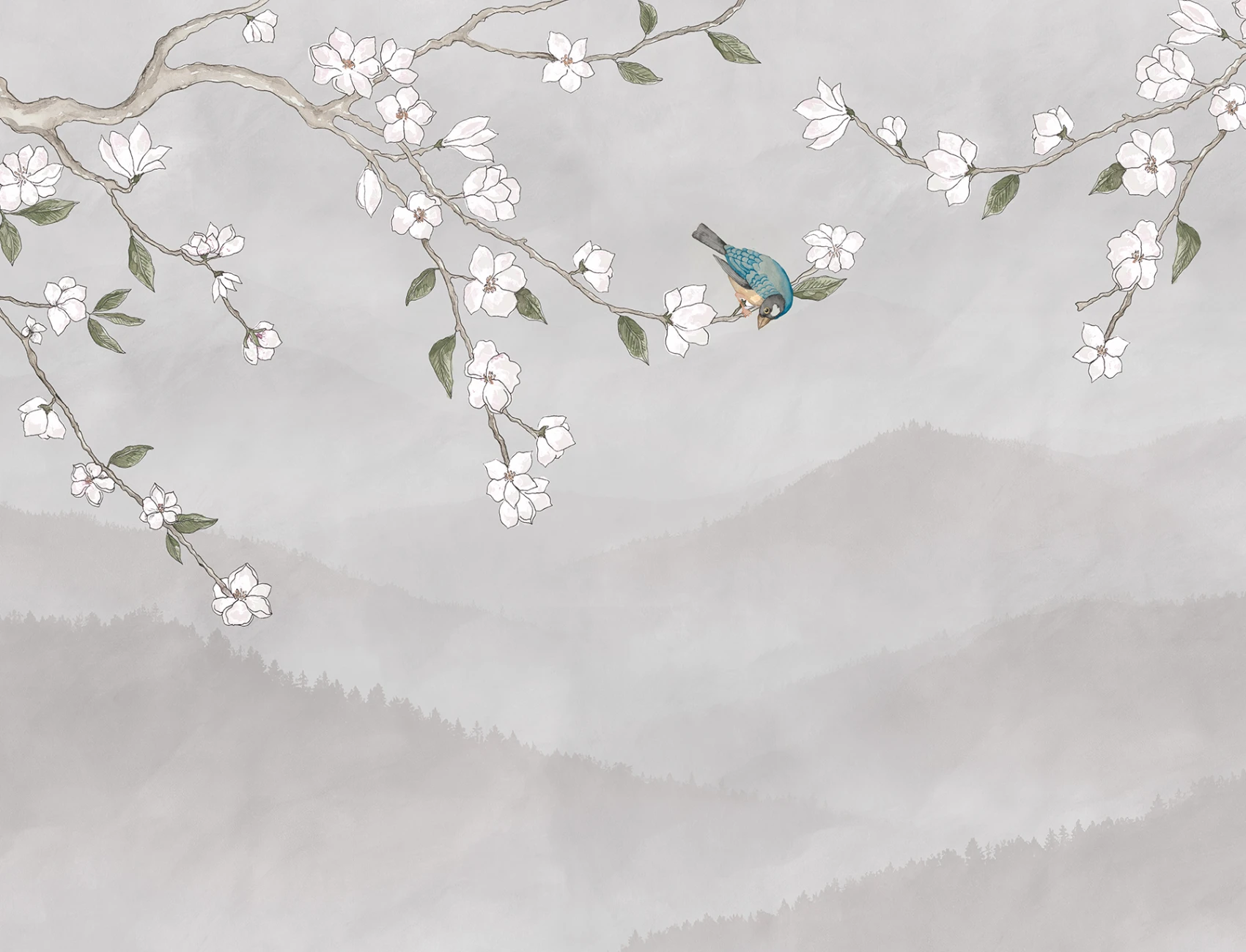 Fleurs Tranquilles avec un Ami à plumes