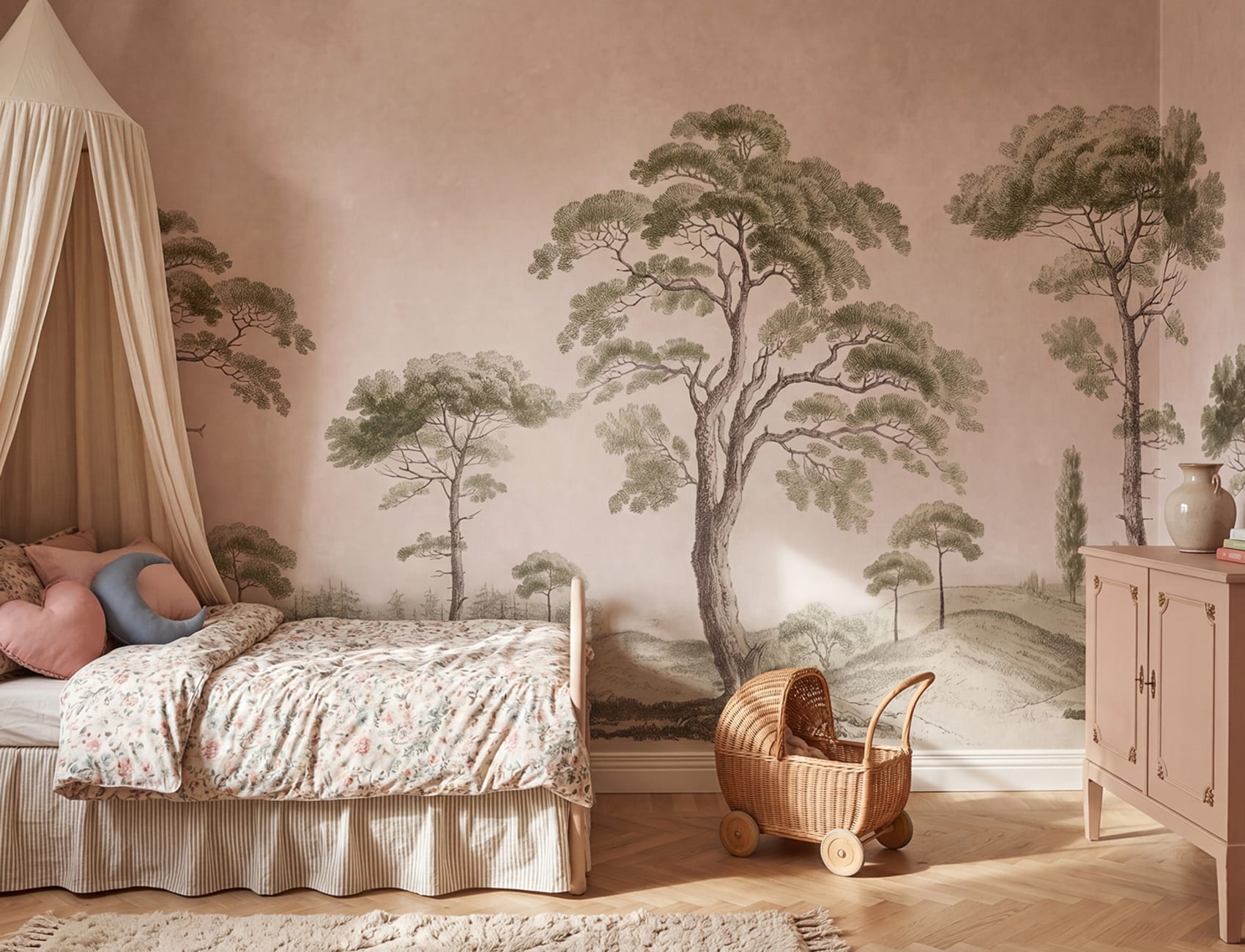 Elegante Baumstudien in zartem Rosa