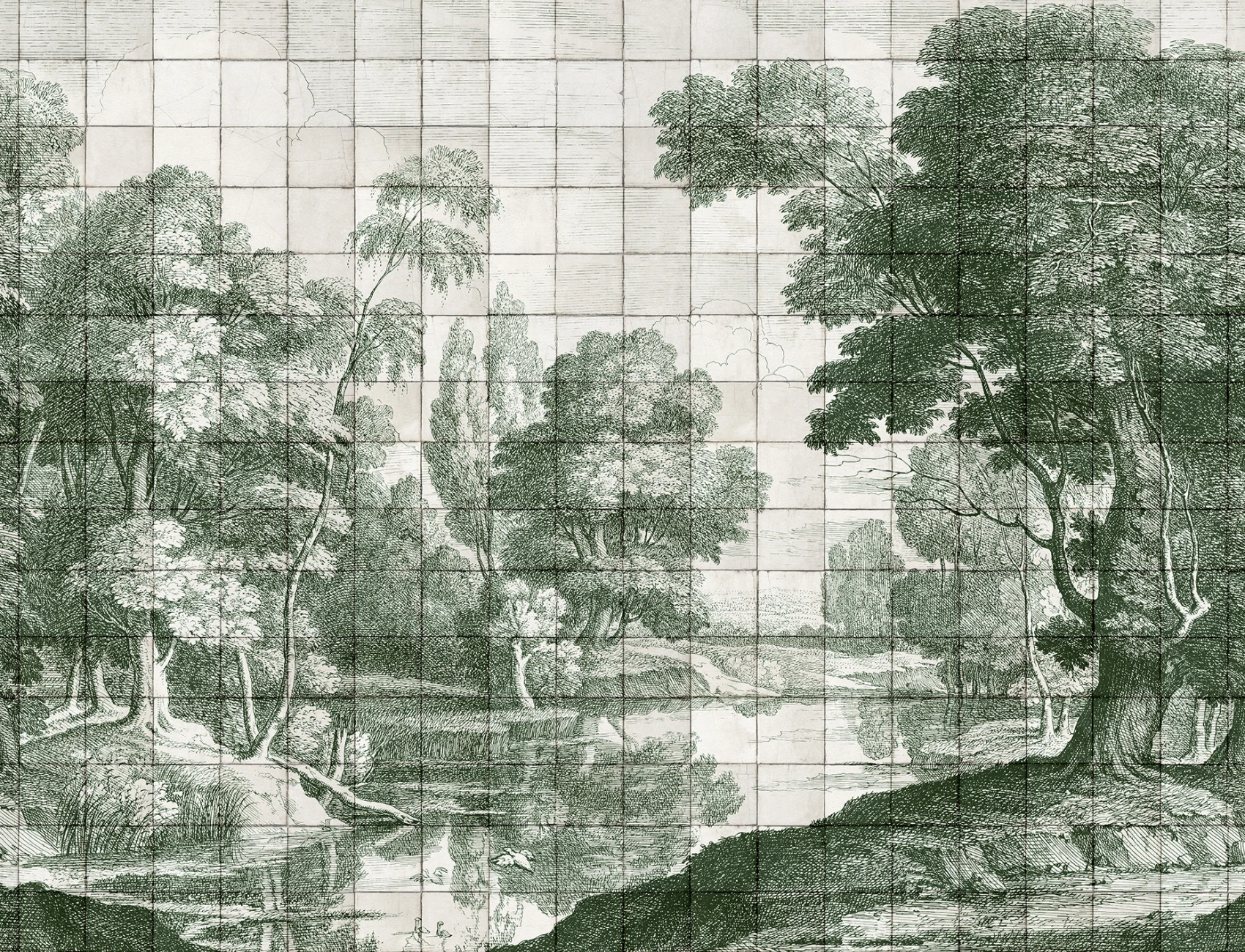 Paisagem em porcelana verde serena