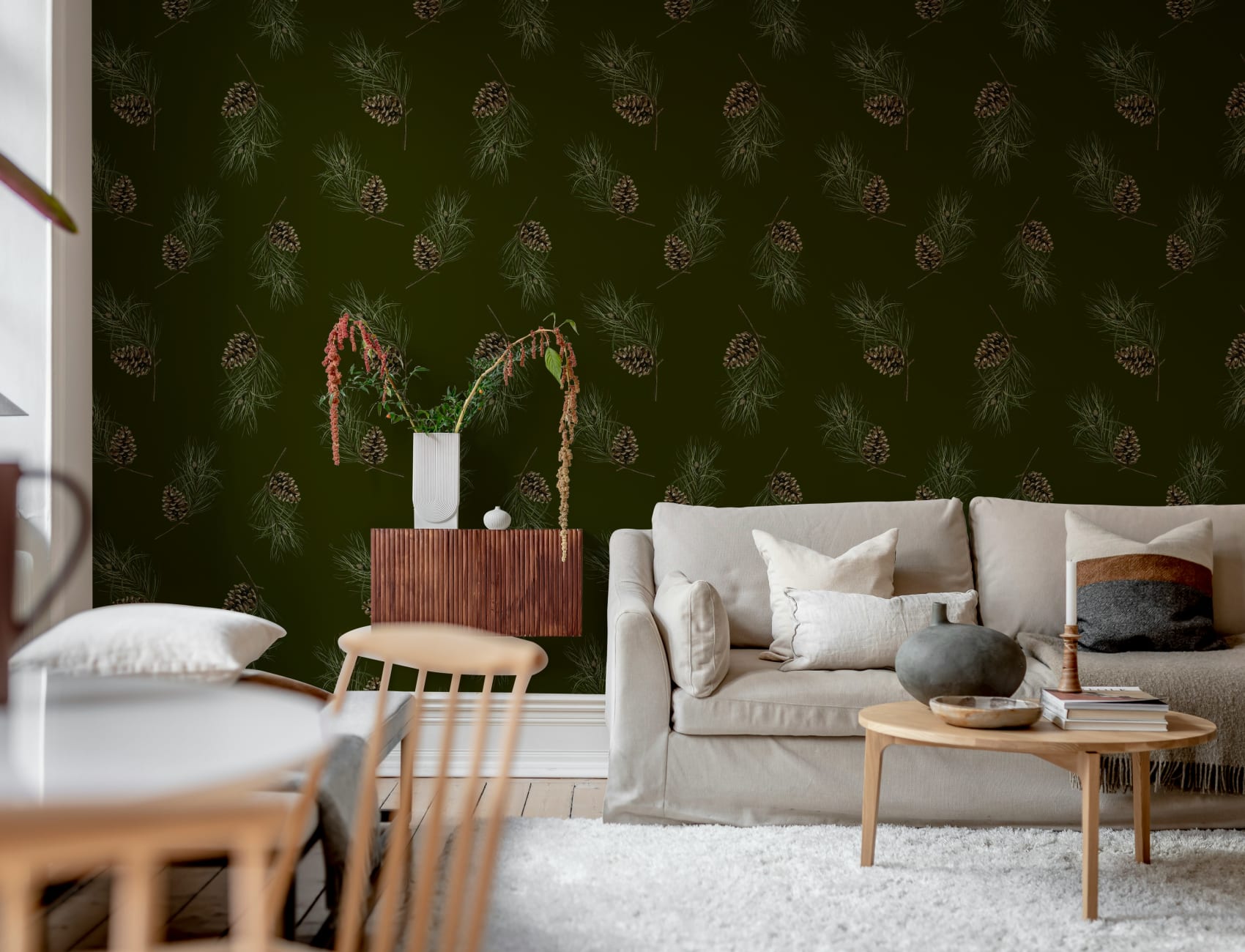 Nature's Pine Charm on Dark Green
