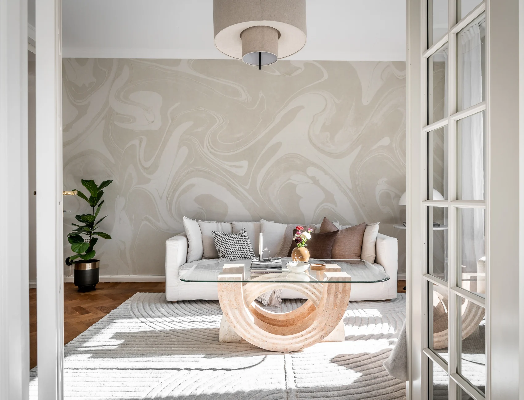 Vintage Marbling, Beige - Fototapeta - Rebel Walls