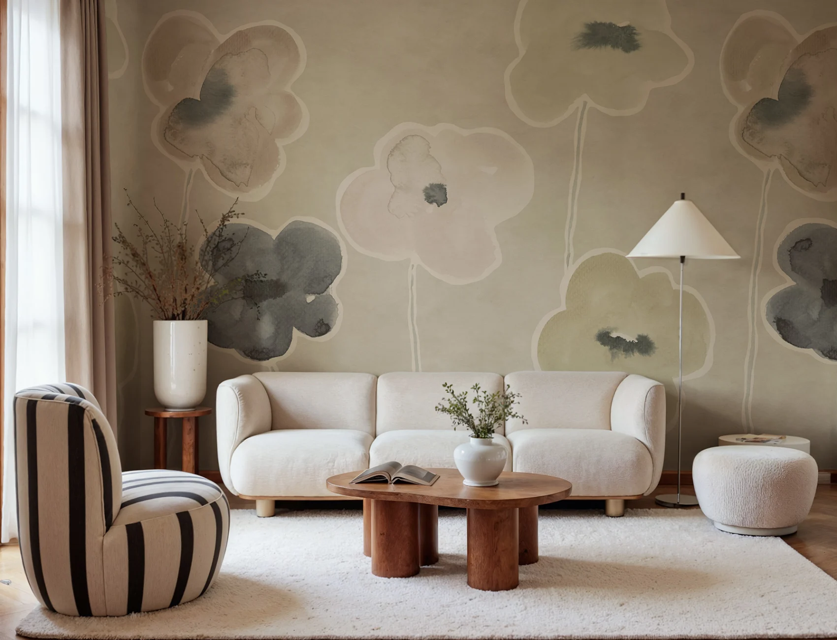 Serene Pastel Poppies, Carta da Parati Pastello Delicata | Rebel Walls