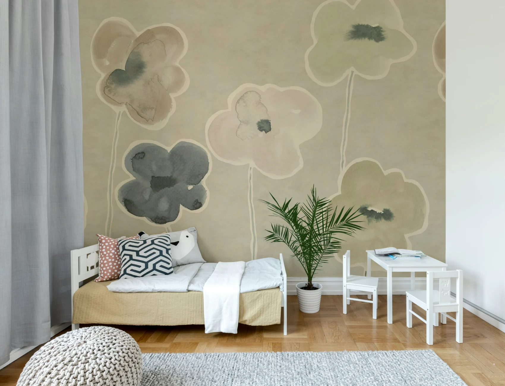 Serene Pastel Poppies, Carta da Parati Pastello Delicata | Rebel Walls